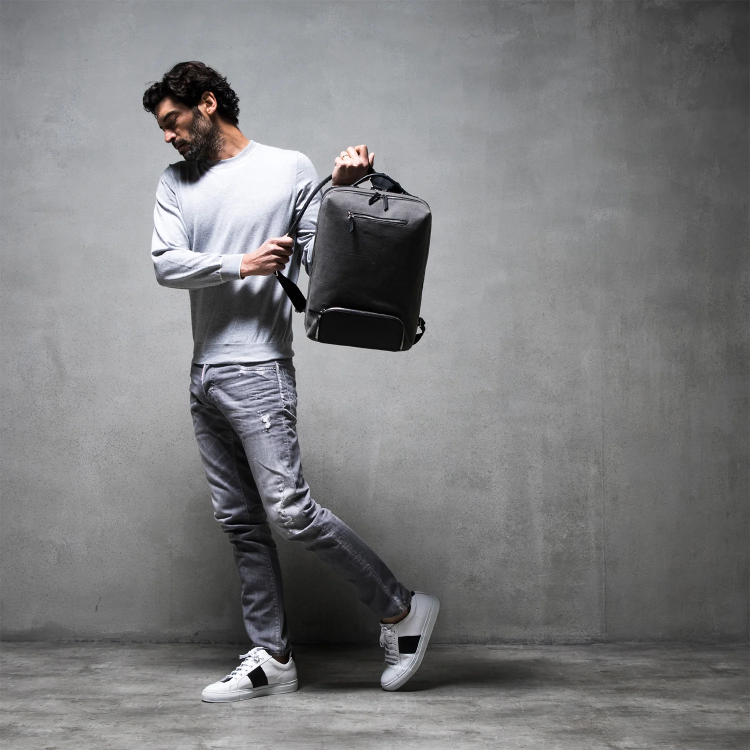 ANTOINE | Toile grise & cuir noir - Imparfait #11 - Image 8