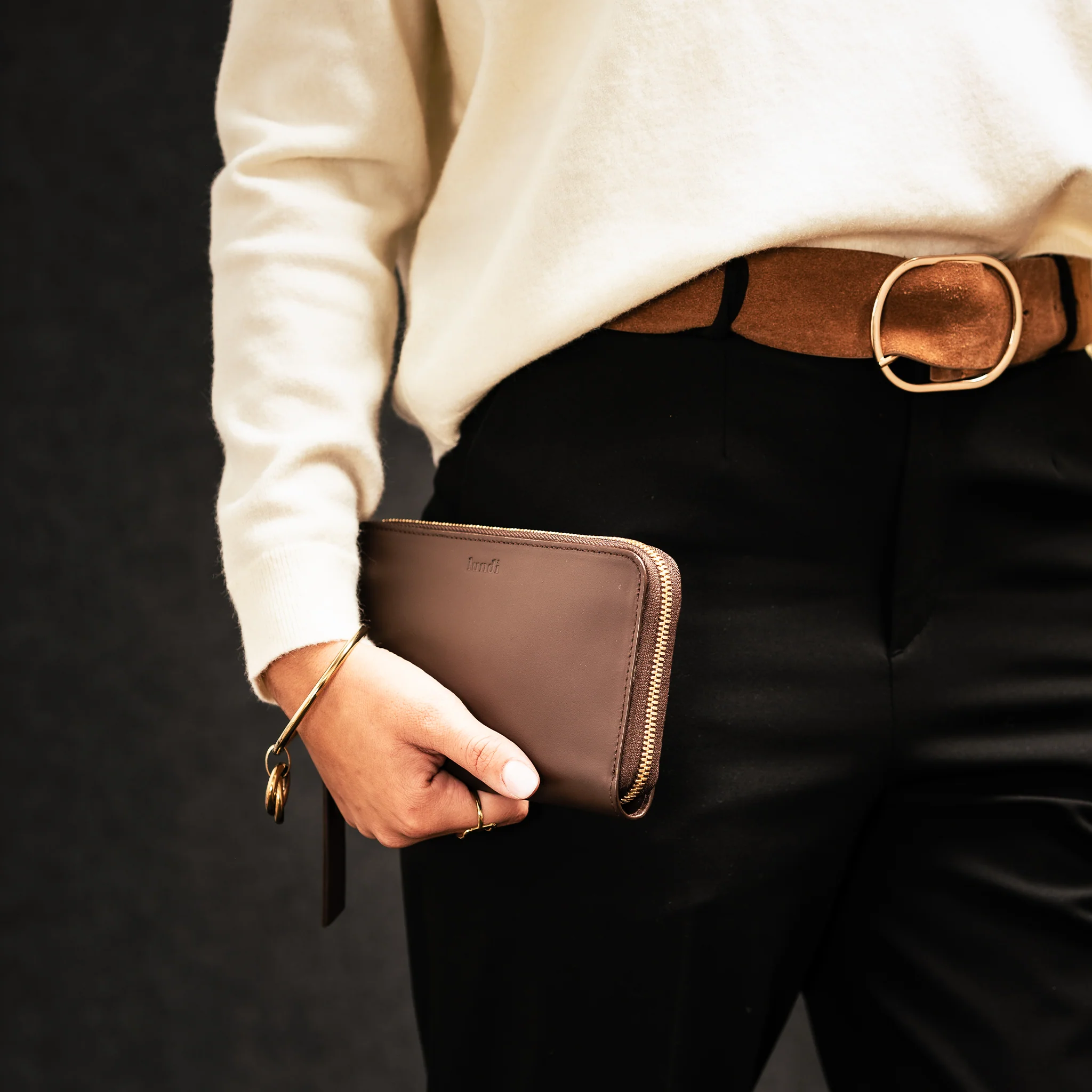 Compagnon en cuir lisse ~ STELLA - MARRON - Image 3