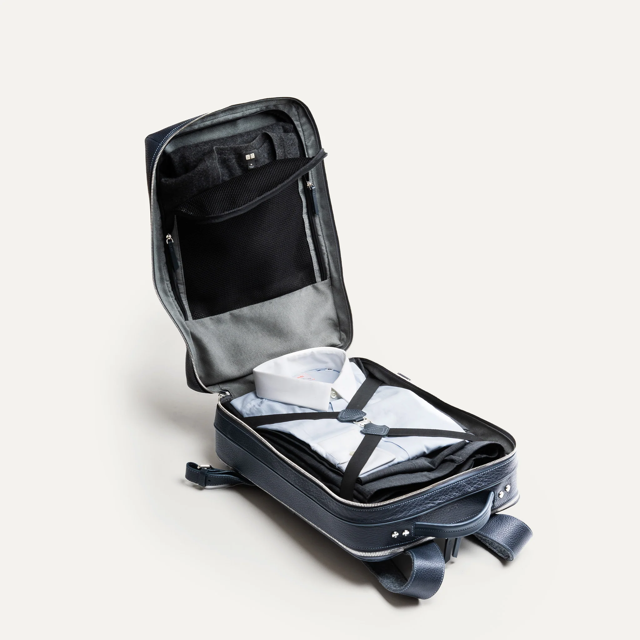 Sac à dos de voyage ~ GASPARD - CUIR MARINE - Image 5