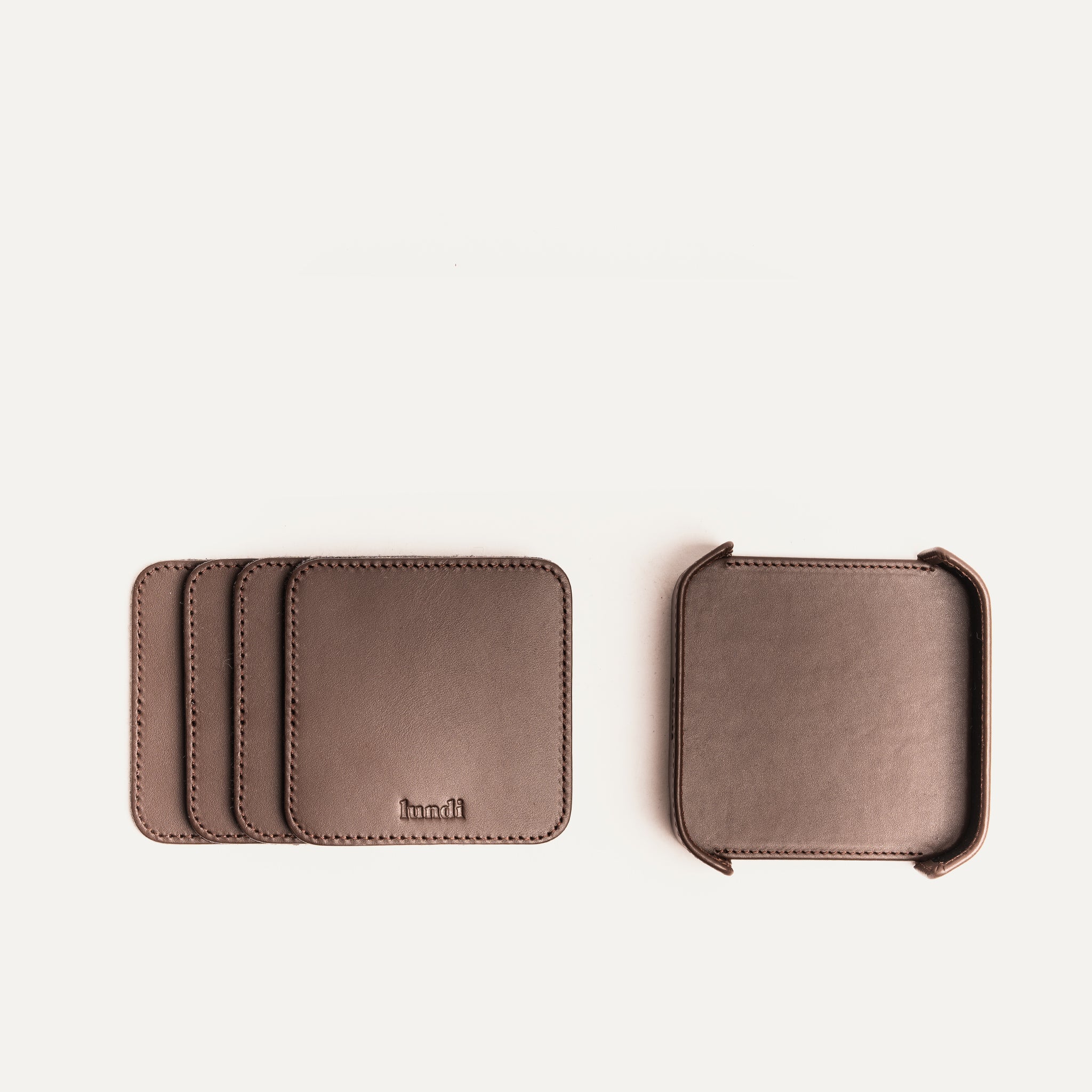 Sous-tasses en cuir ~ IVO - MARRON - Image 5
