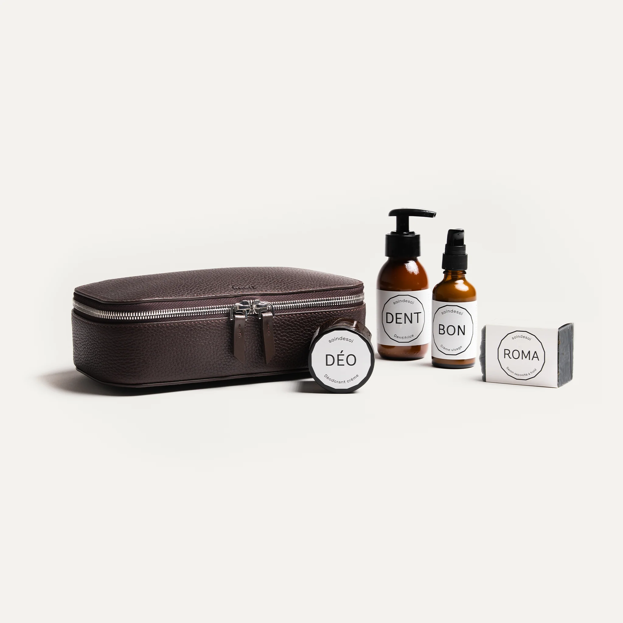 Pack soin essentiel bio ~ lundi x Soin de Soi ~ Cuir grainé marron - Image 8