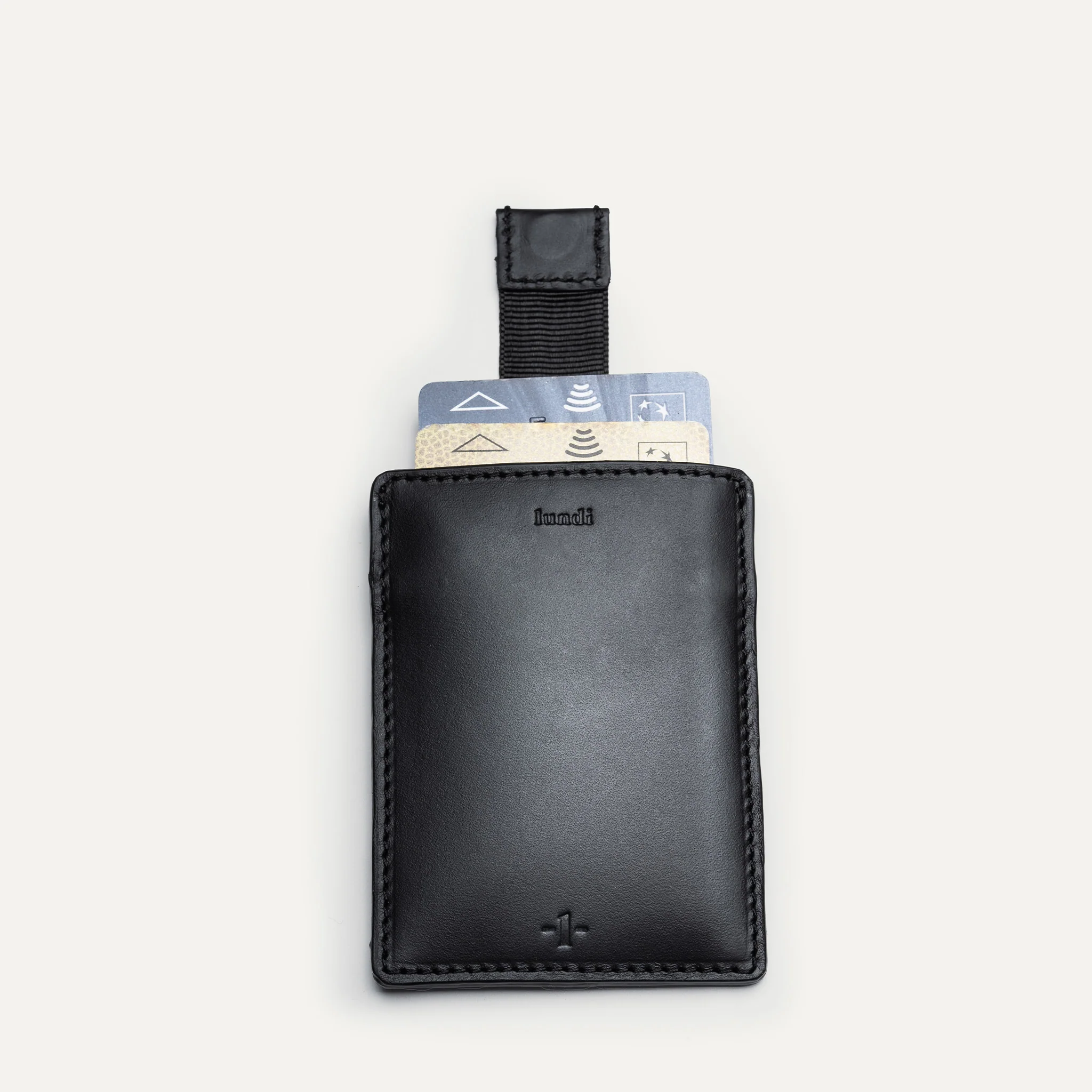 Porte-cartes compact en cuir ~ LOUIS - NOIR - Image 3