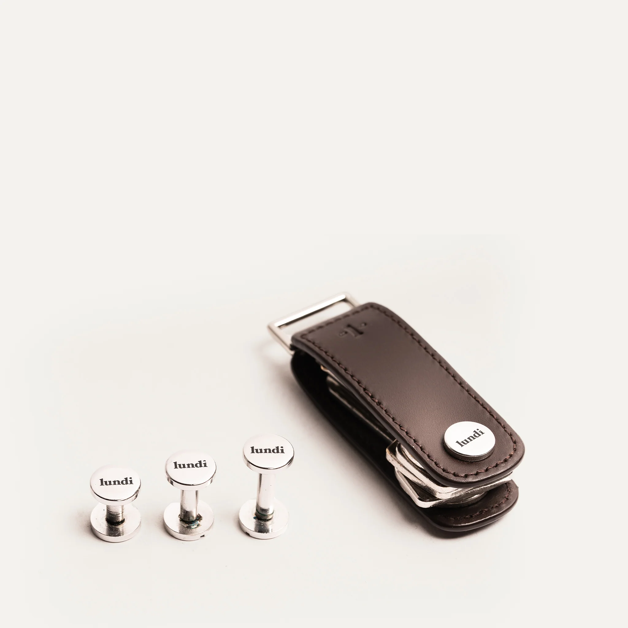 Porte-clés en cuir ~ LUCIO - MARRON - Image 2