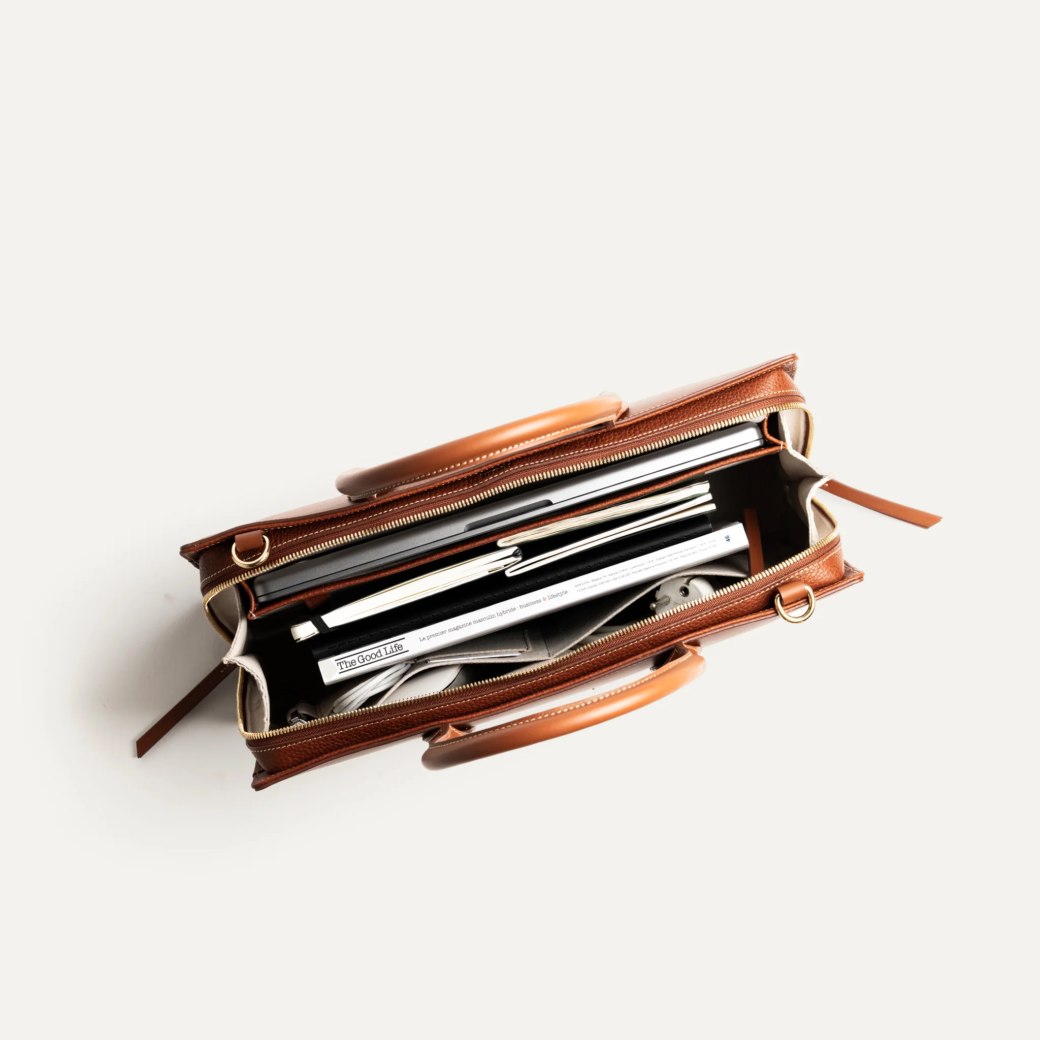 Porte documents en cuir lisse ~ MILIA - COGNAC - Image 7