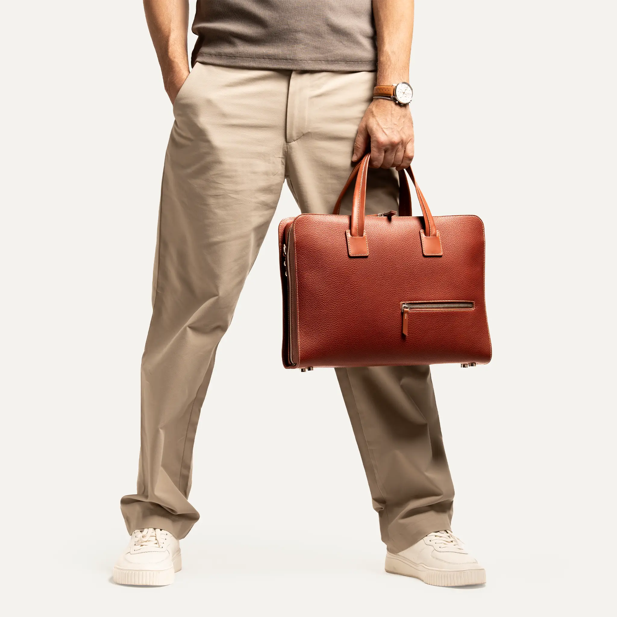 Porte-documents cuir grainé ~CAMERON - COGNAC - Image 8