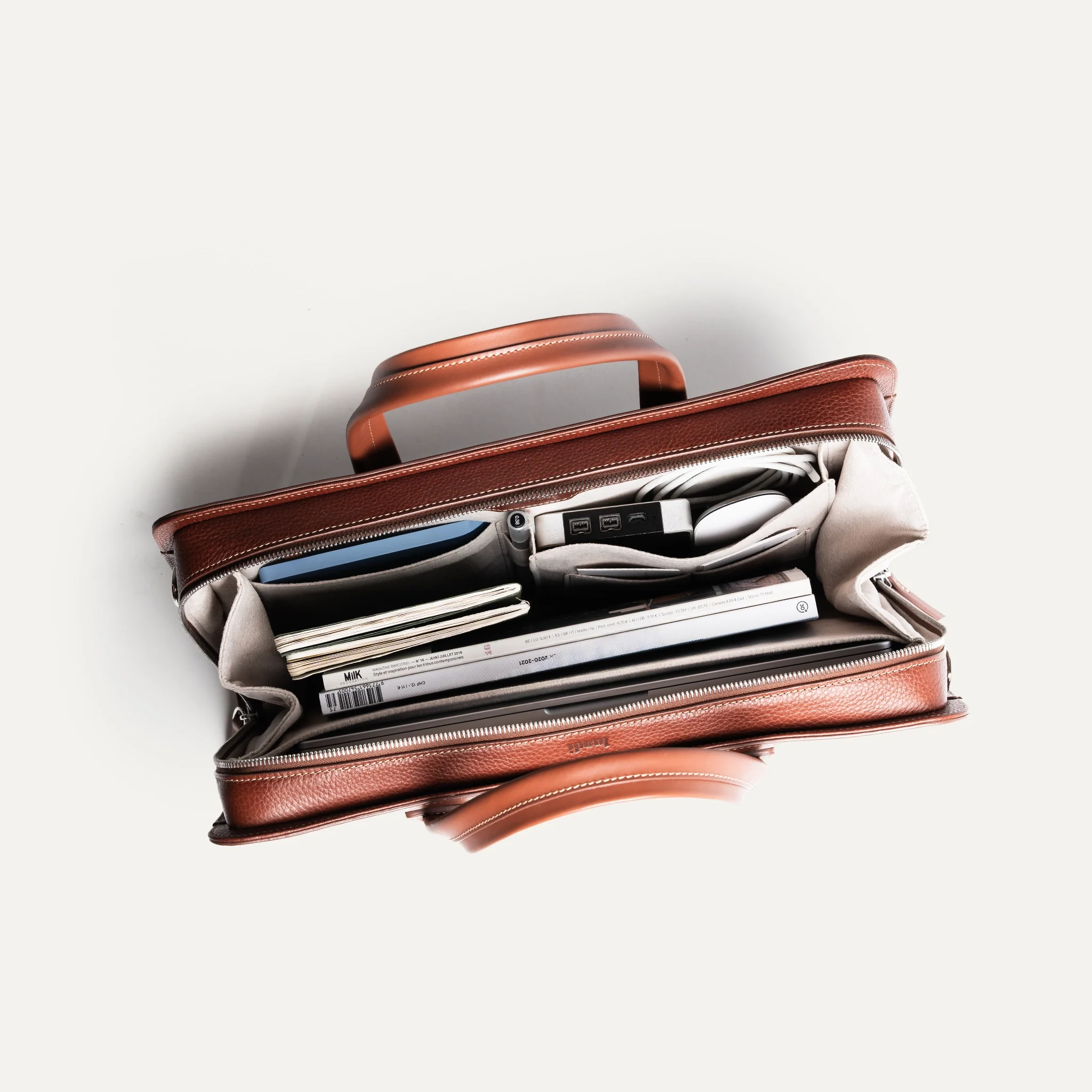 Porte-documents cuir lisse et grainé ~ISACK - COGNAC - Image 7