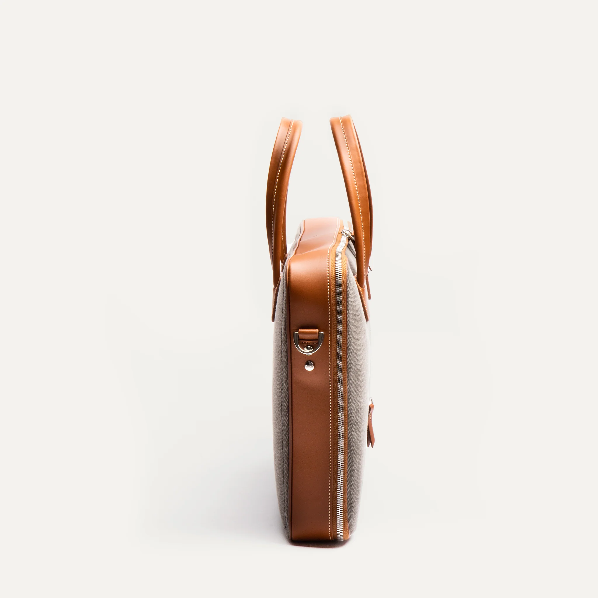 DIEGO | Toile grise & cuir cognac - Image 5