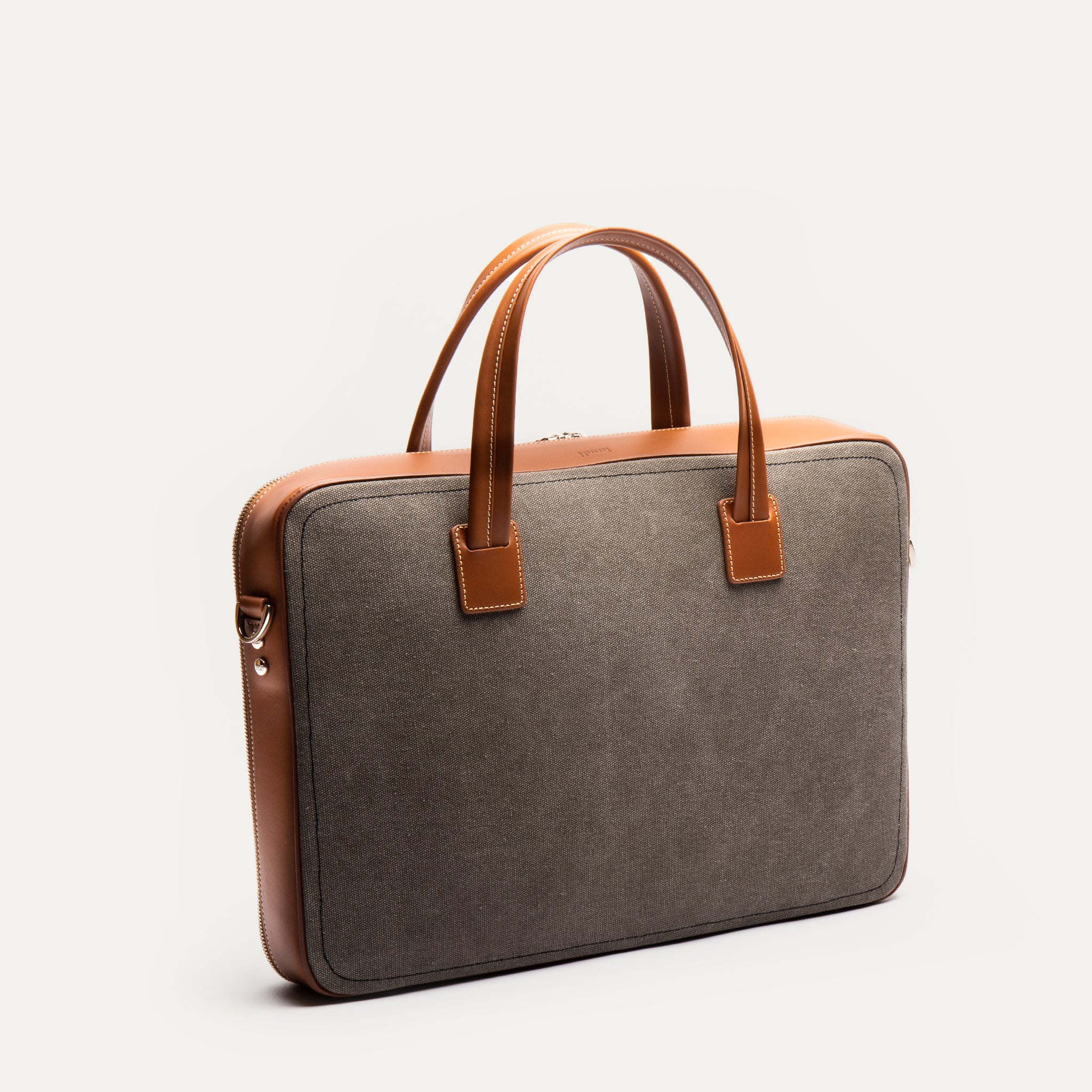 DIEGO | Toile grise & cuir cognac - Image 6