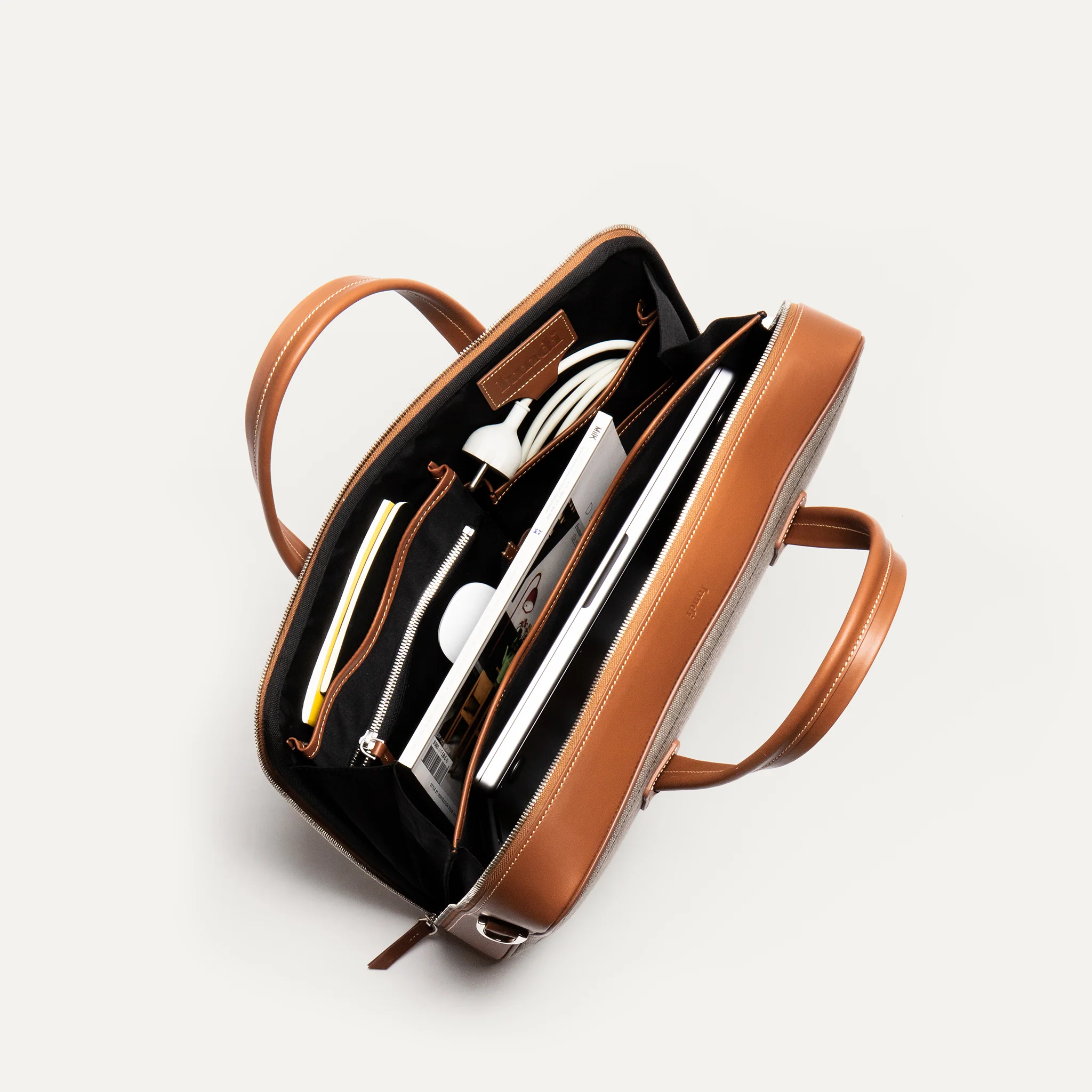 DIEGO | Toile grise & cuir cognac - Image 7