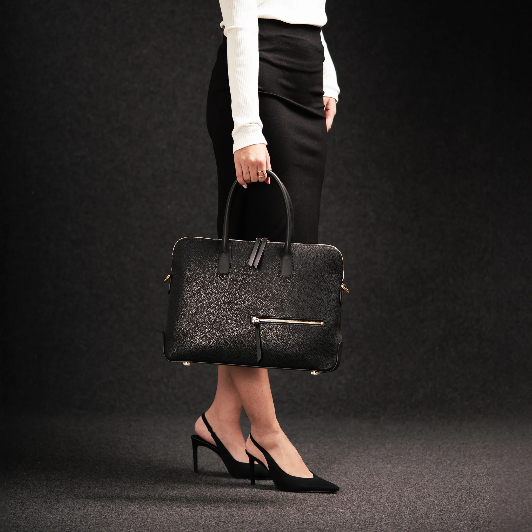 Porte documents en cuir grainé ~ LENA - NOIR - Image 5
