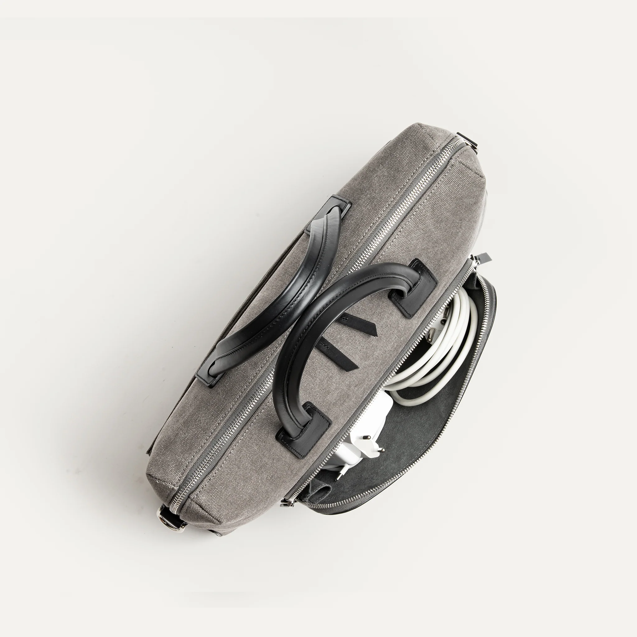 Porte documents en toile et cuir ~ DANIEL - GRIS et NOIR - Image 6