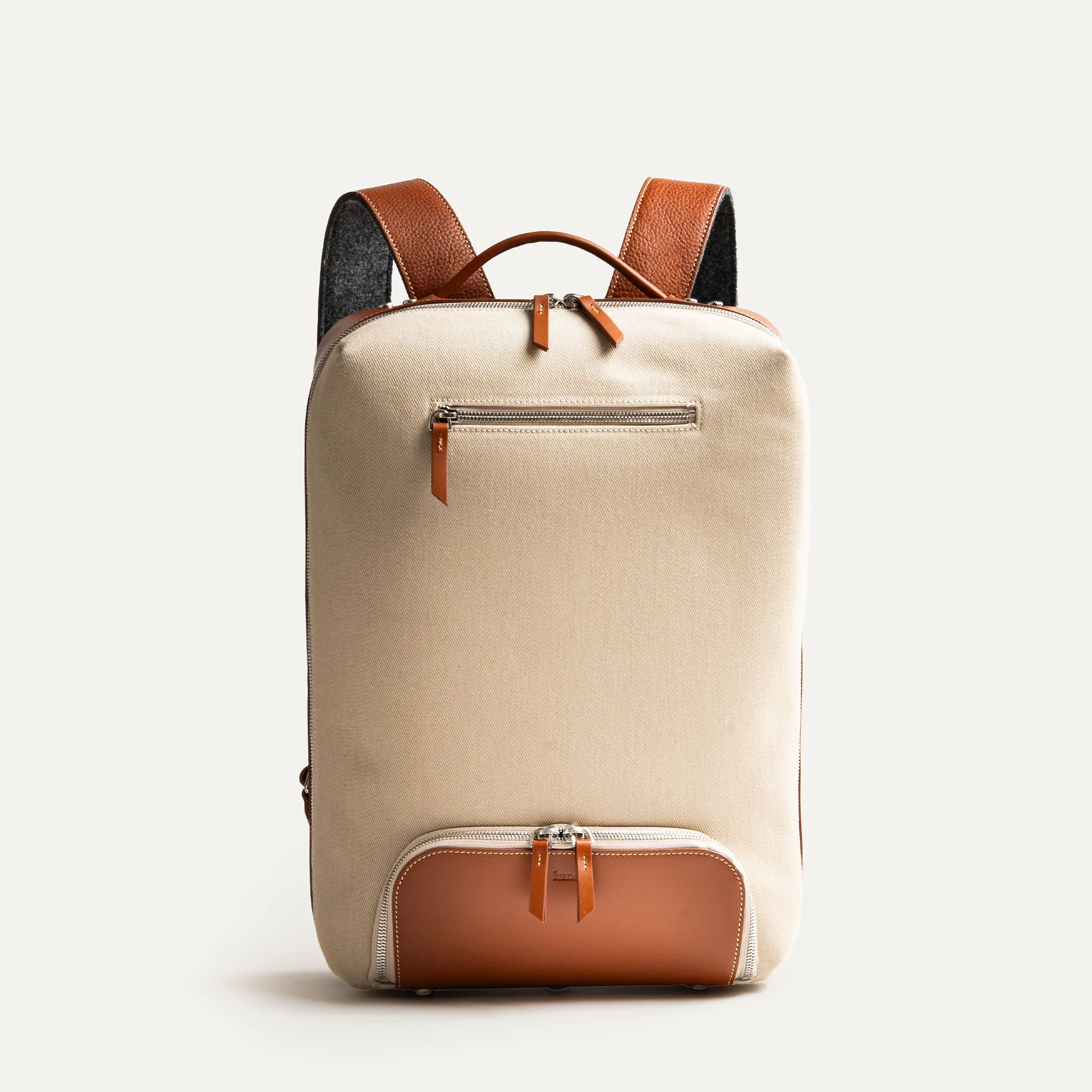 Sac à dos en toile et cuir~ RUBENS - BEIGE & COGNAC - Image 5