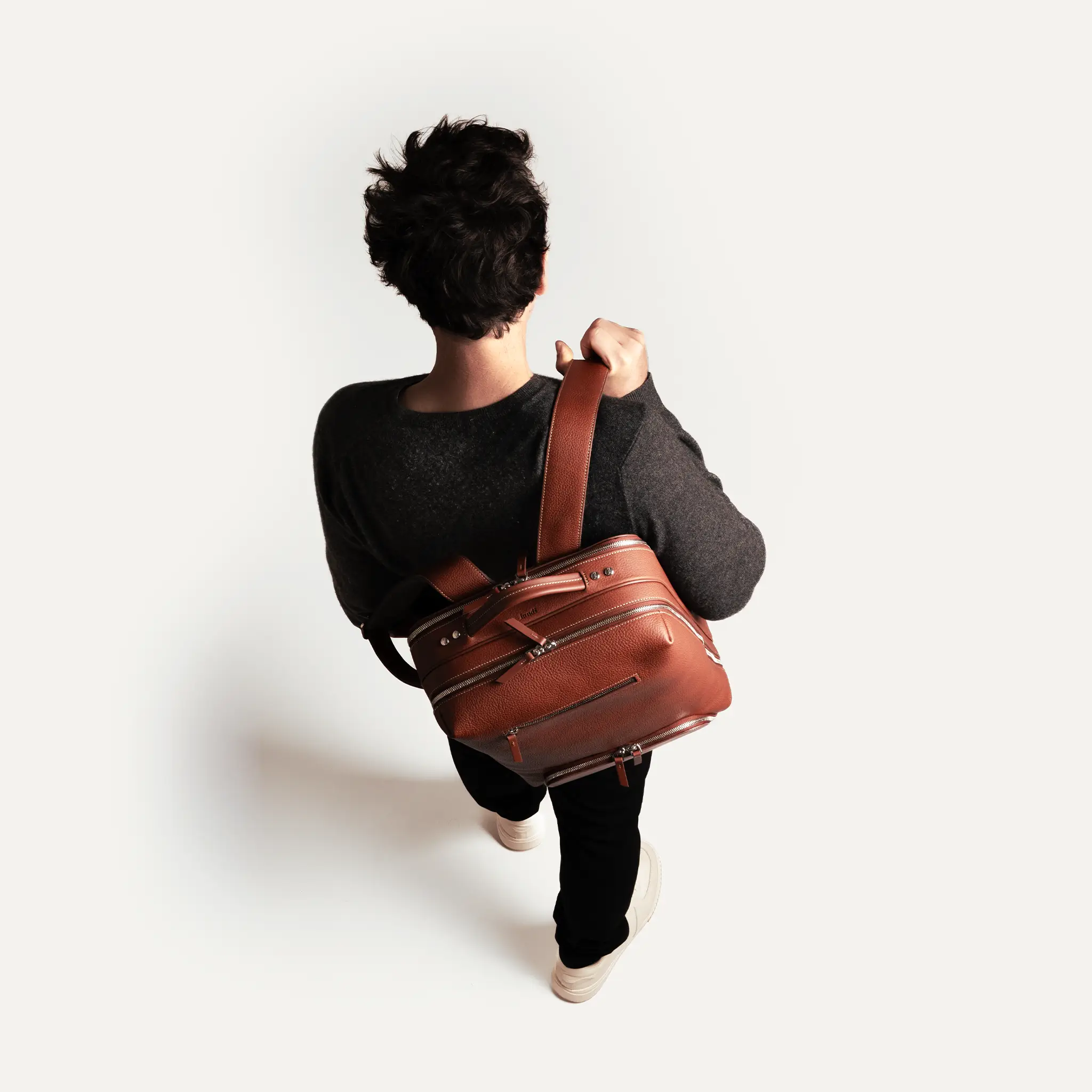 Sac à dos de voyage ~ GASPARD - CUIR COGNAC - Image 12