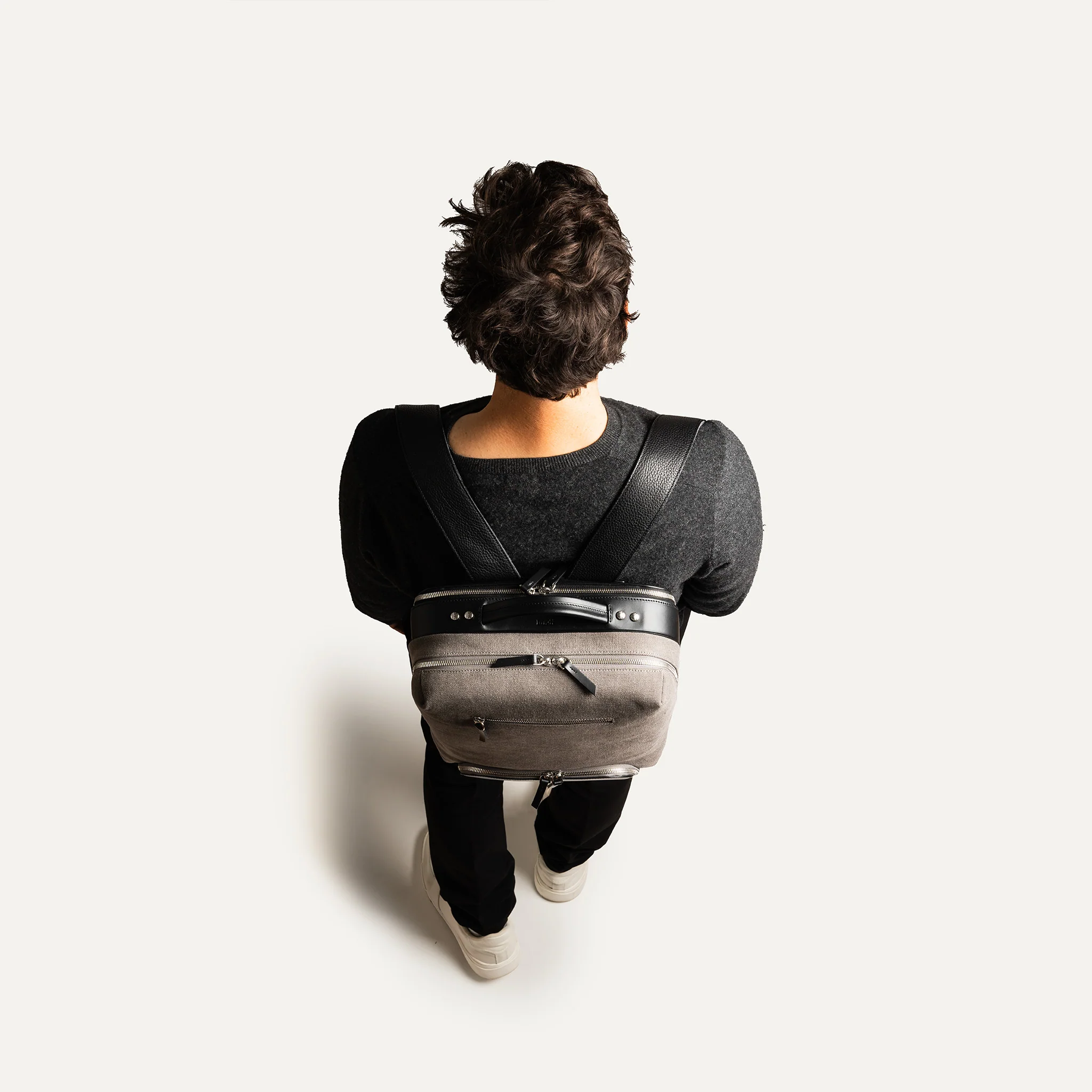 Sac à dos de voyage ~ ANTOINE - GRIS & NOIR - Image 10