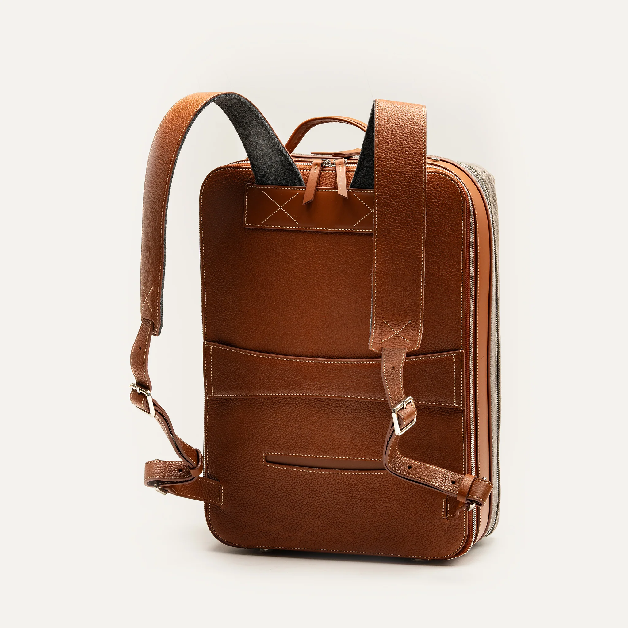 Sac à dos de voyage ~ ANTOINE II - GRIS & COGNAC - Image 4