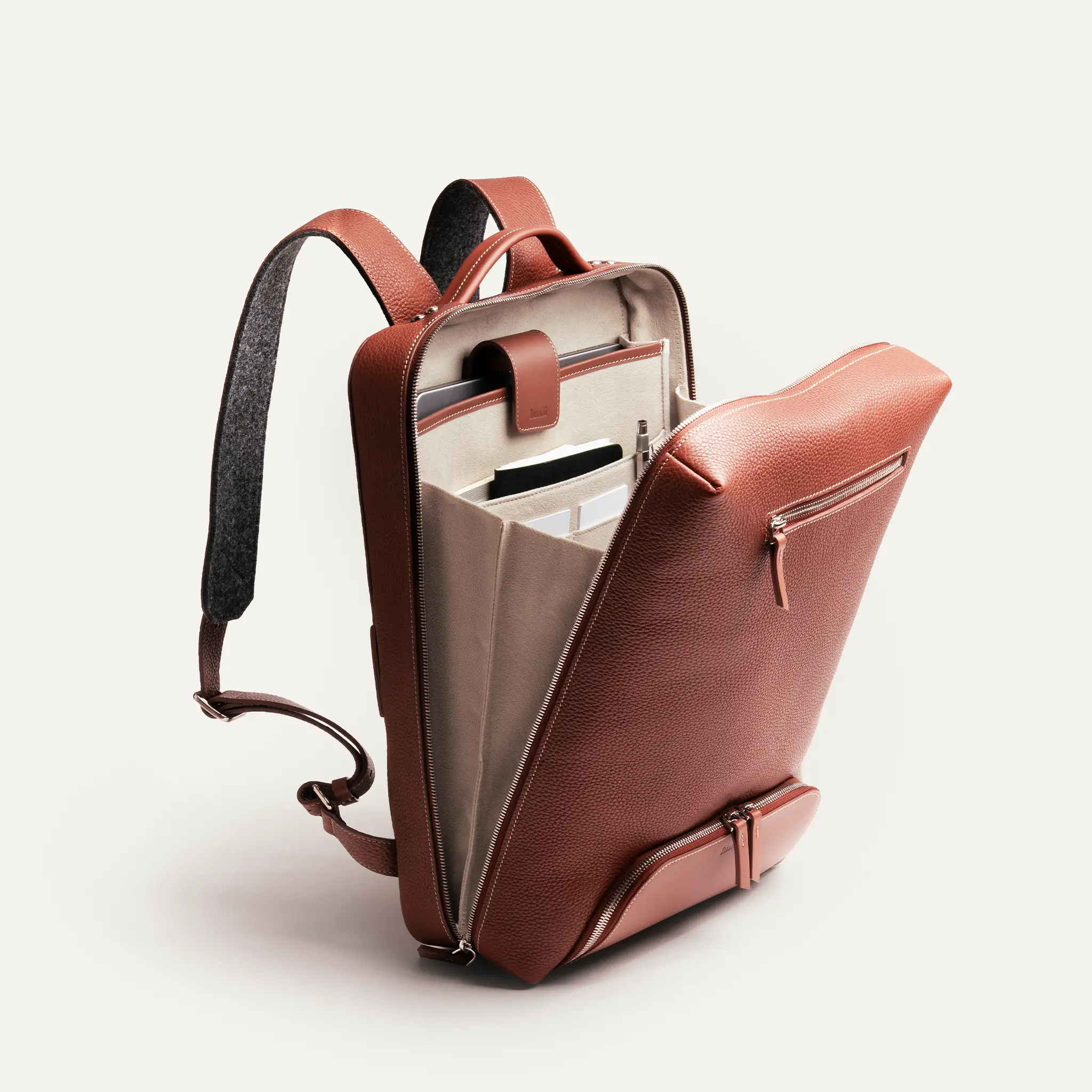 Sac à dos en cuir grainé ~ GIANI II - COGNAC - Image 4
