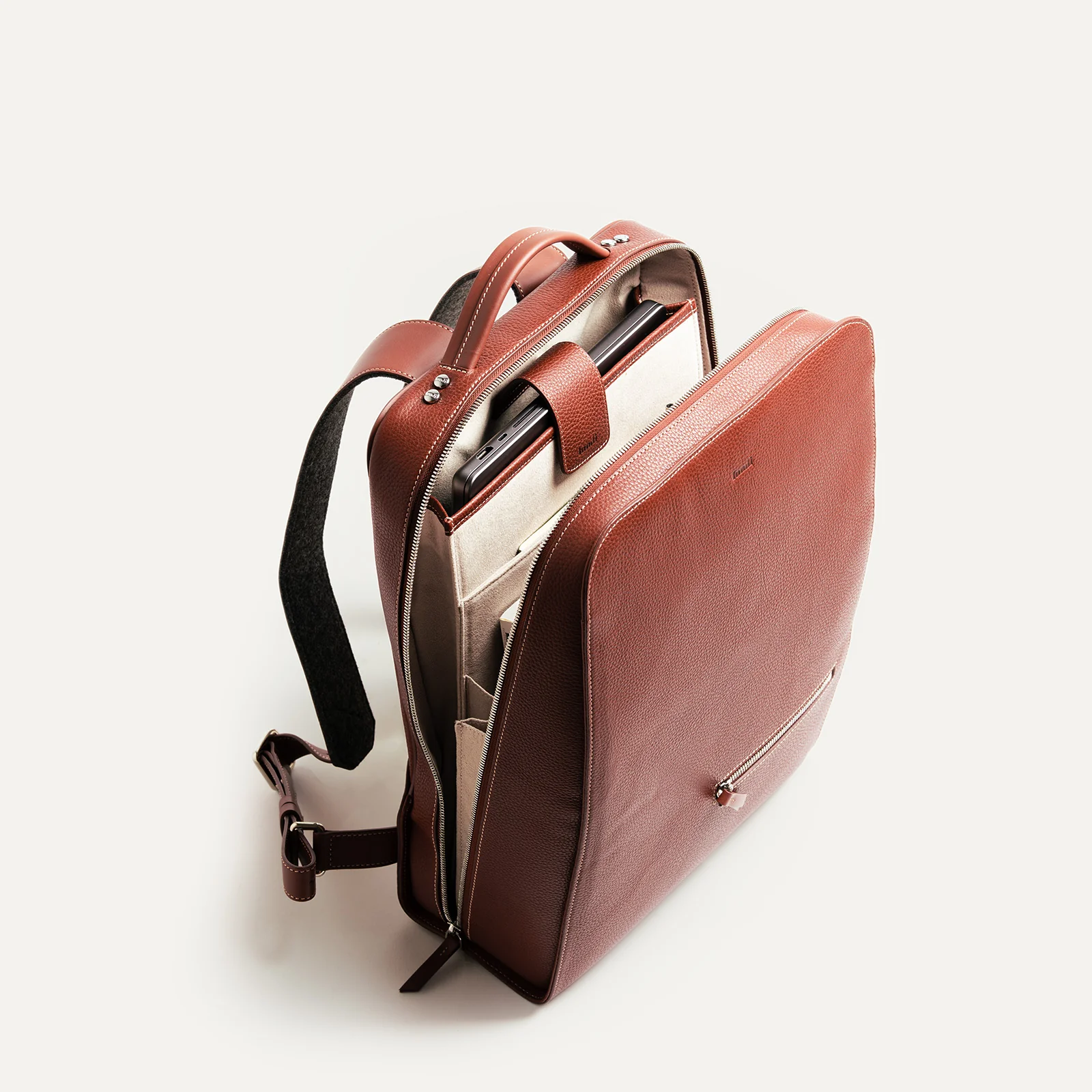 Sac à dos en cuir grainé ~ MARCUS - COGNAC - Image 4