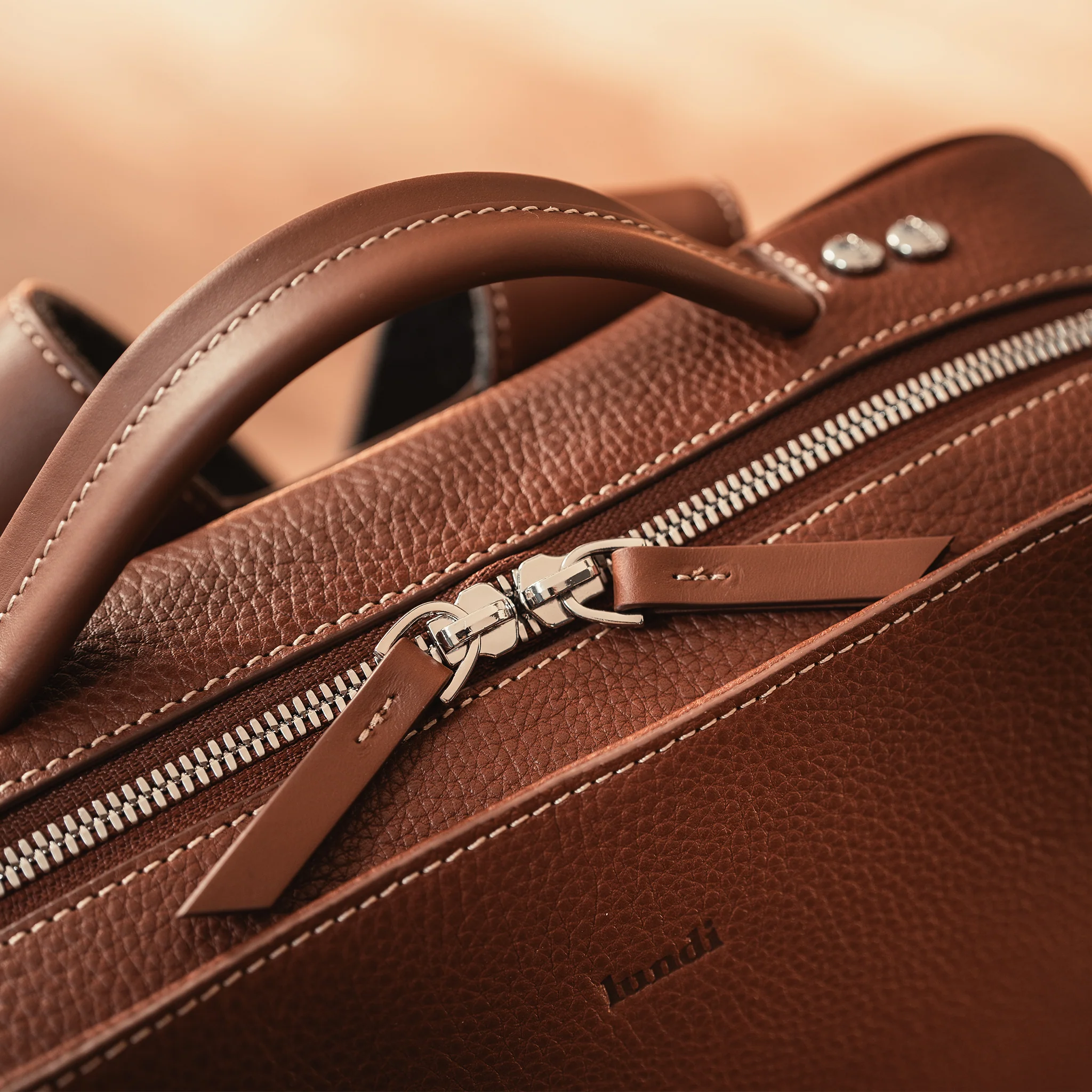 Sac à dos en cuir grainé ~ MARCUS - COGNAC - Image 8