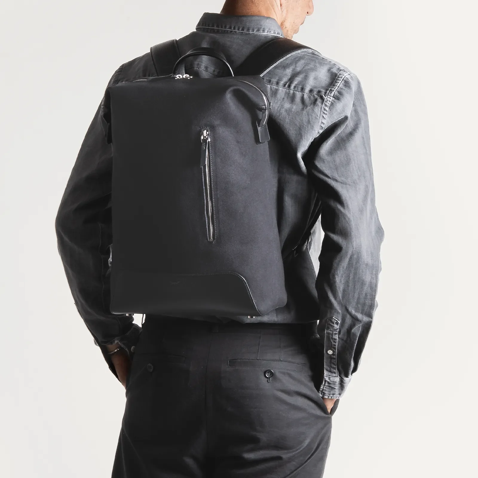 Sac à dos en toile et cuir ~ ANDREAS NOIR - Image 4