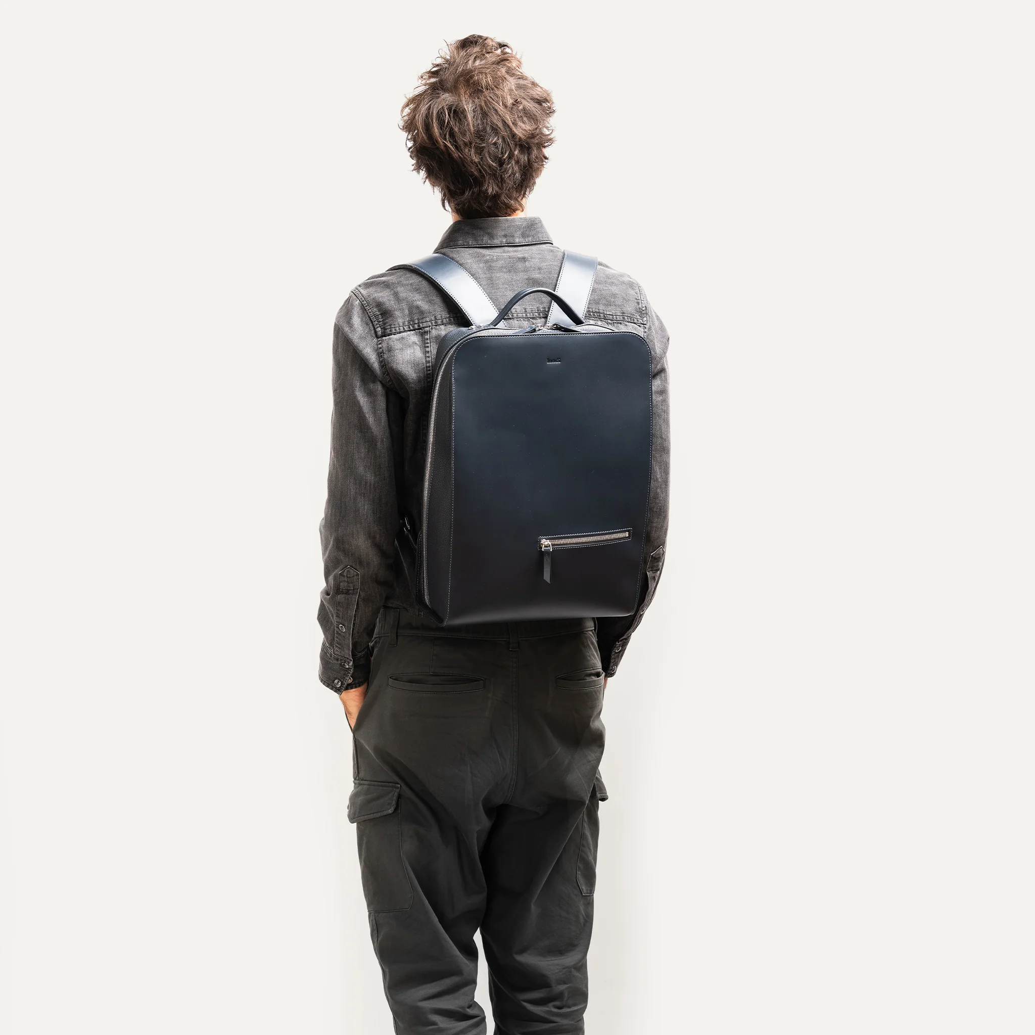 Sac à dos en cuir lisse ~ MATTEO - MARINE - Image 5