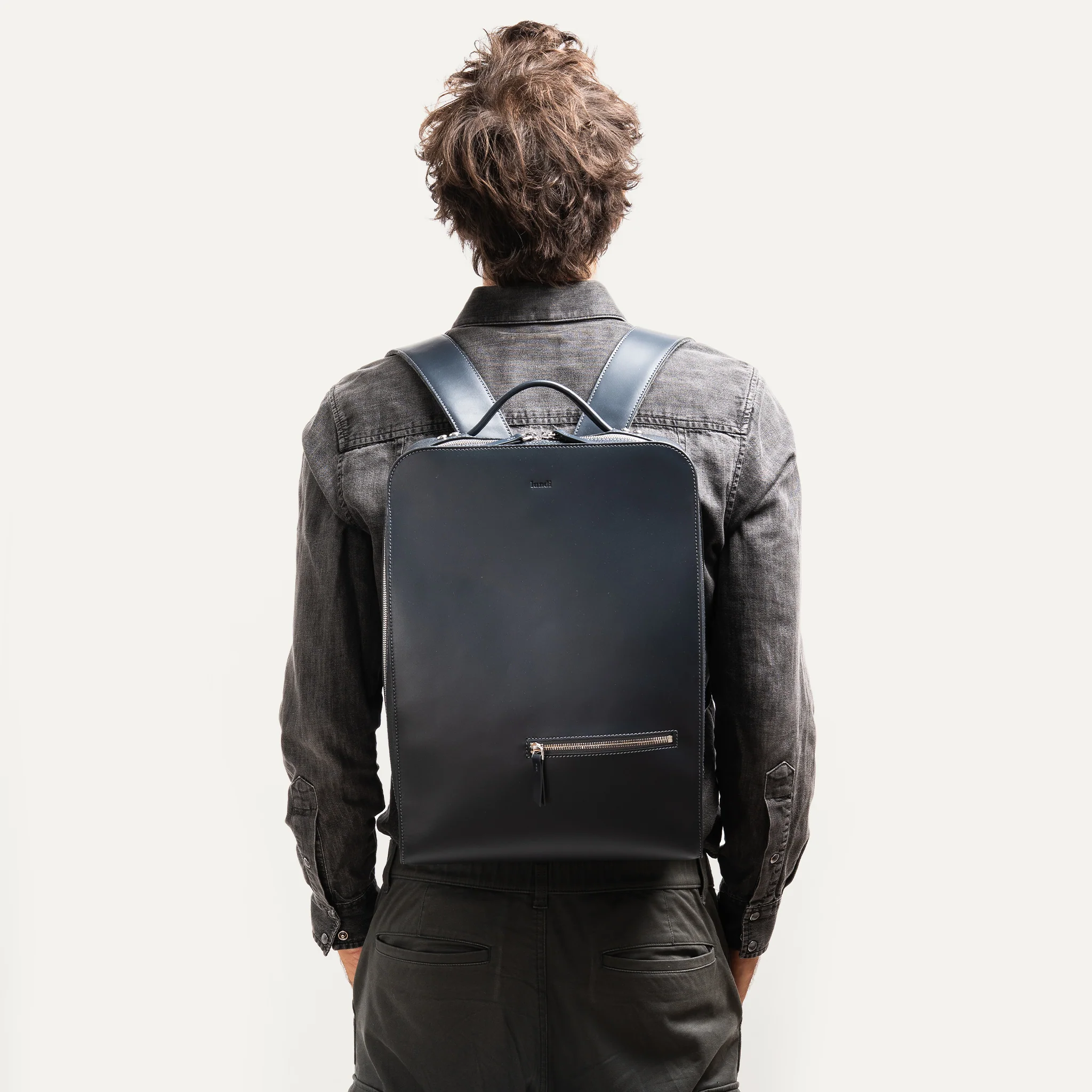 Sac à dos en cuir lisse ~ MATTEO - MARINE - Image 8