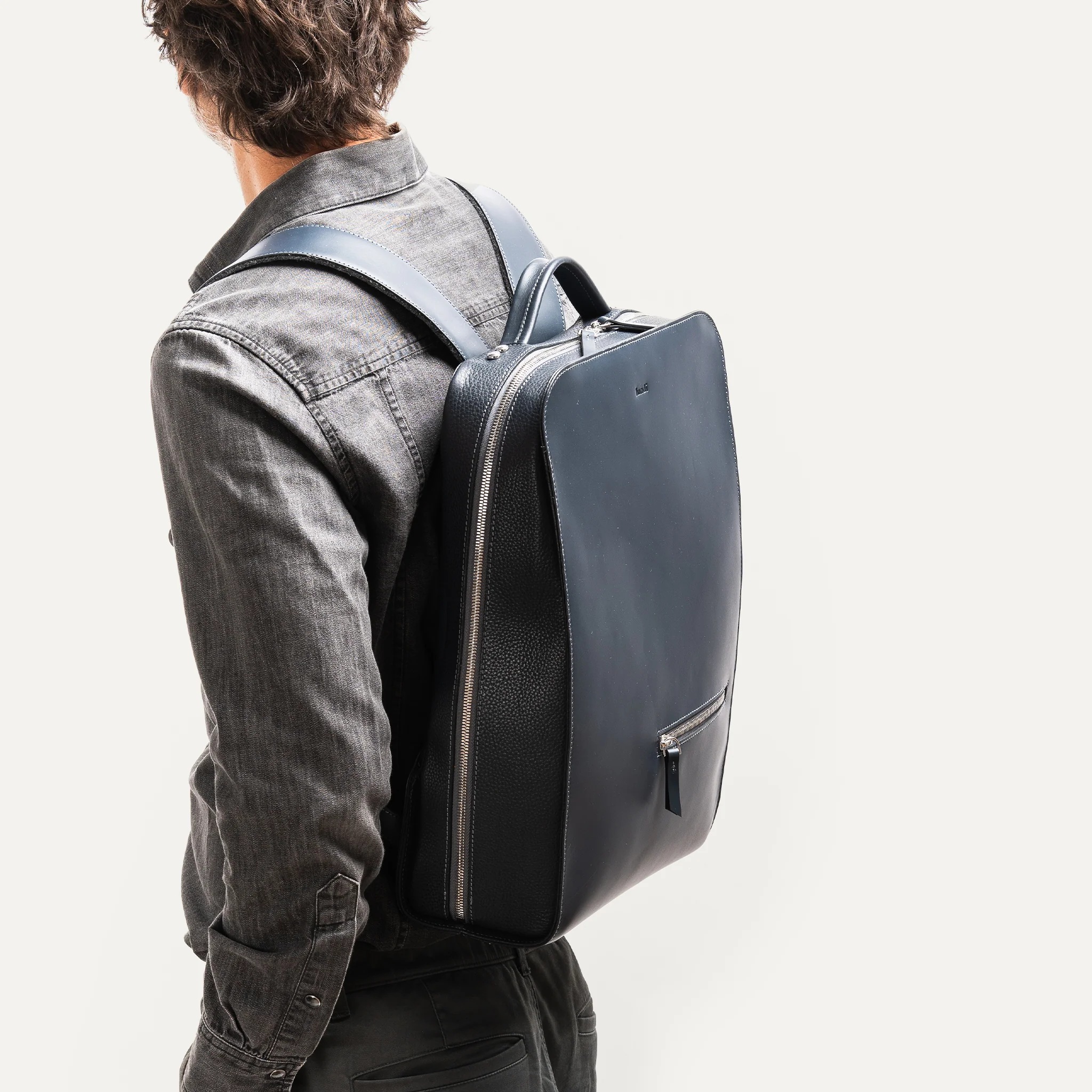 Sac à dos en cuir lisse ~ MATTEO - MARINE - Image 9