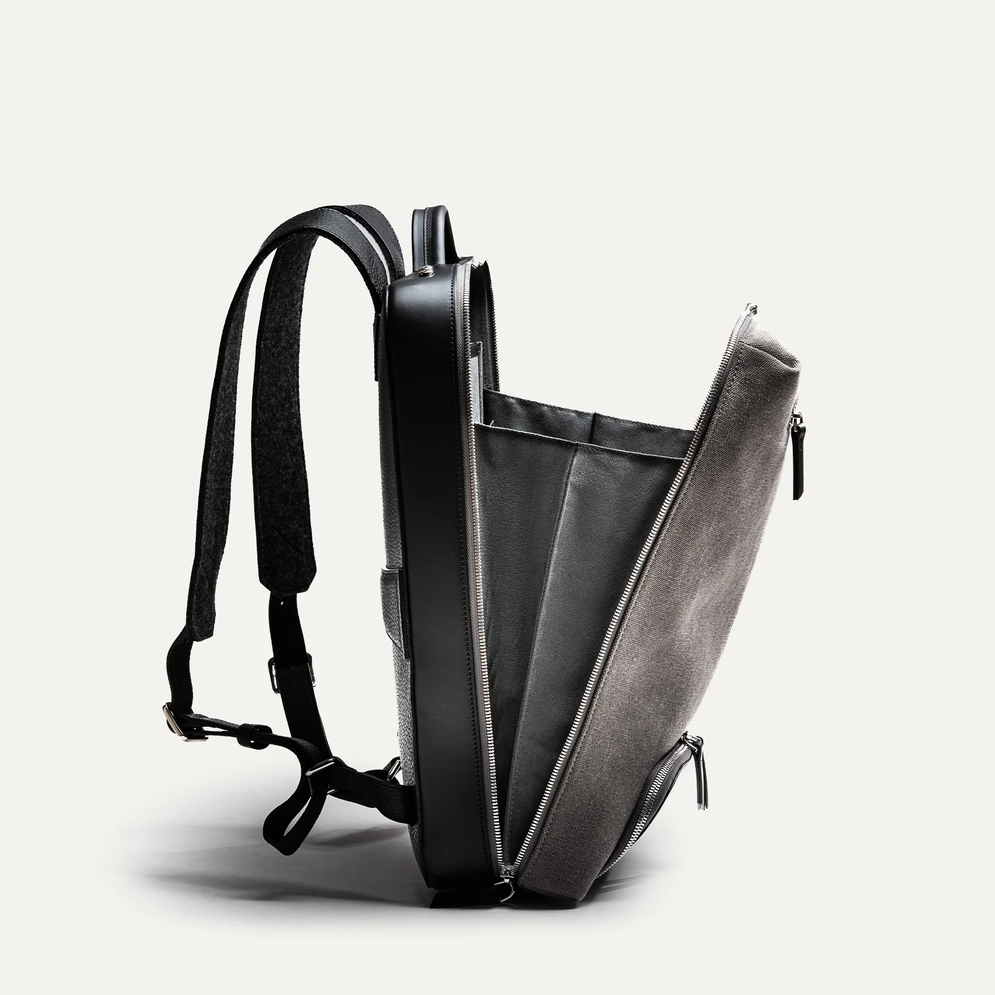 Sac à dos en toile et cuir ~ RUBENS - GRIS & NOIR - Image 10