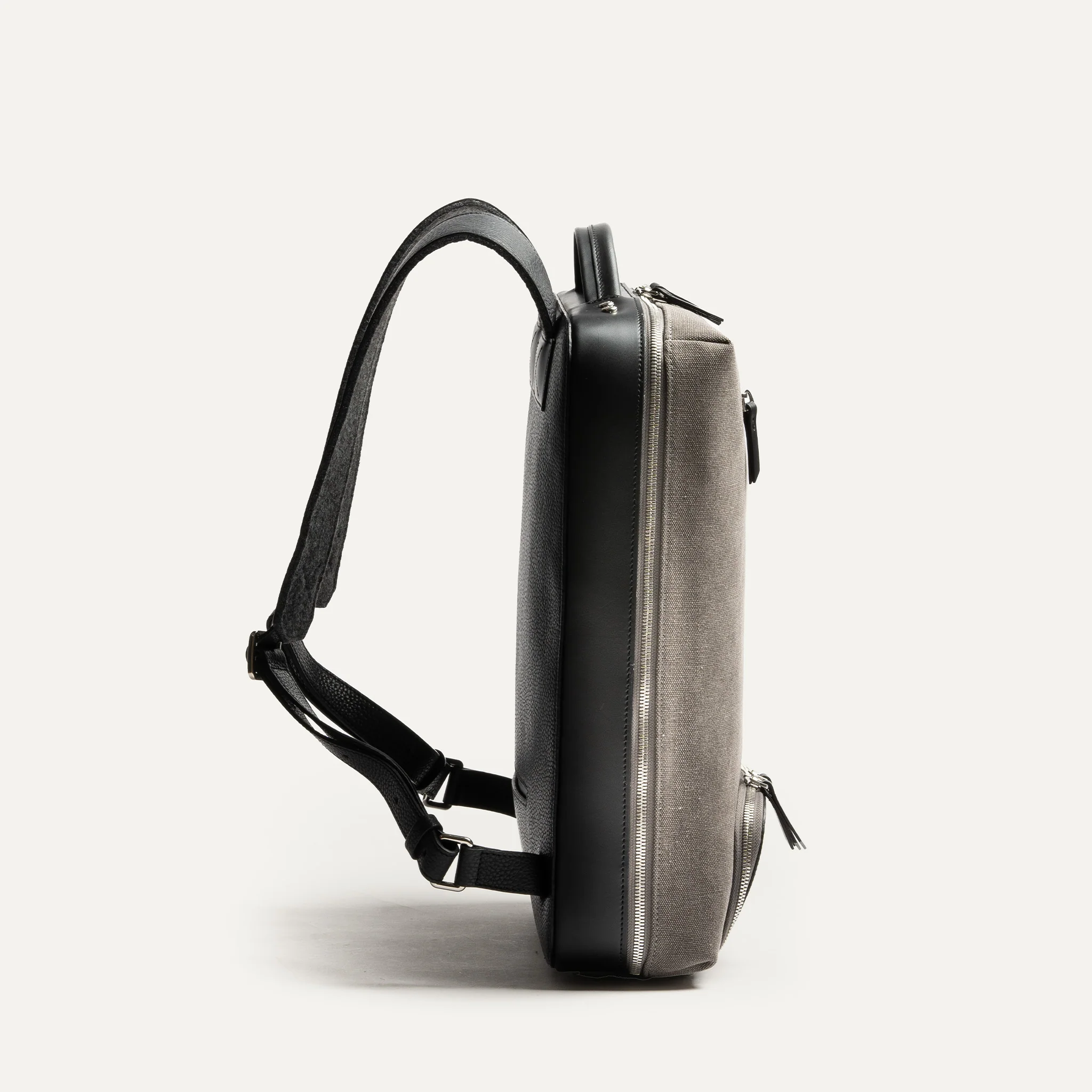 Sac à dos en toile et cuir ~ RUBENS - GRIS & NOIR - Image 5