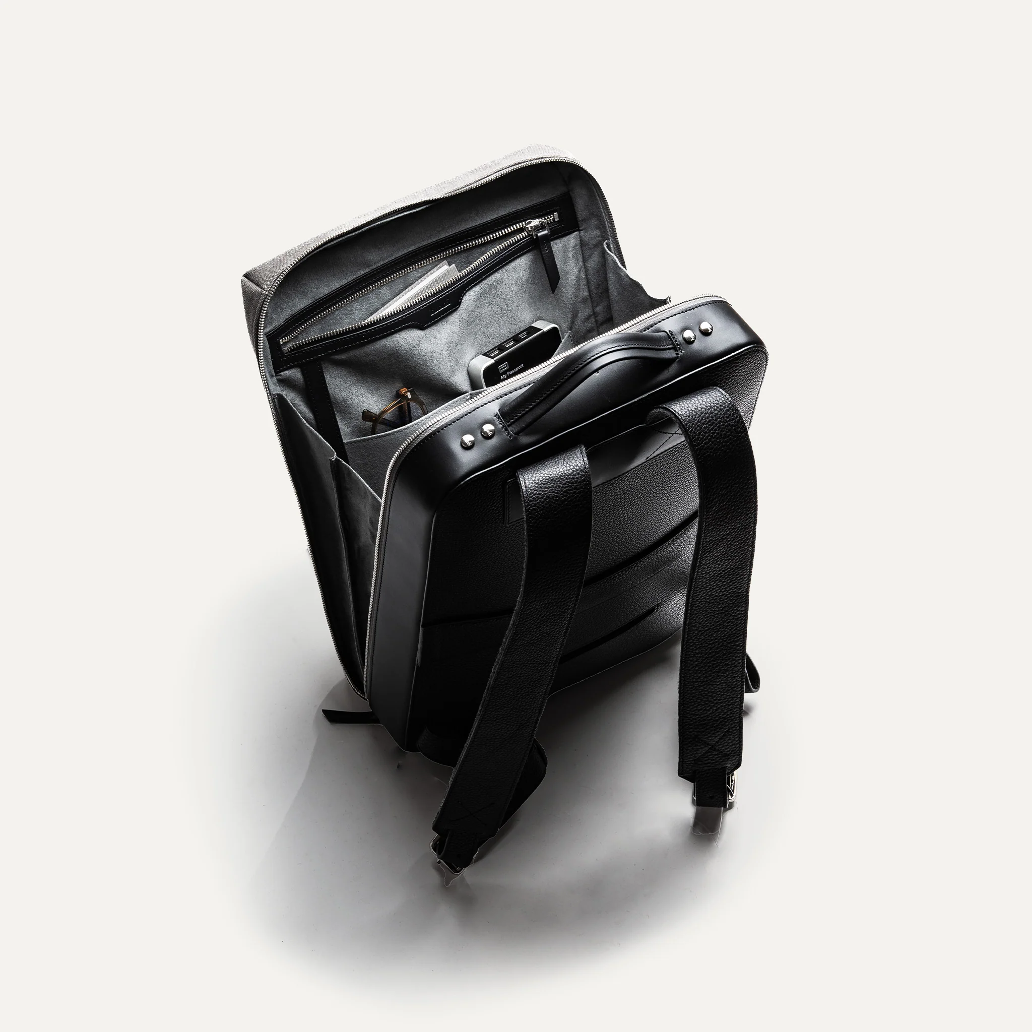 Sac à dos en toile et cuir ~ RUBENS - GRIS & NOIR - Image 9