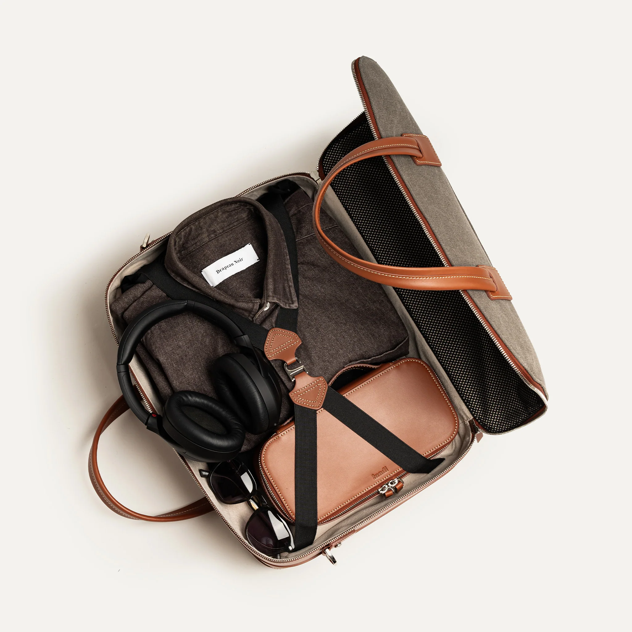 Porte documents 36 hr ~ CONALLY ~ Gris & Cognac - Image 3