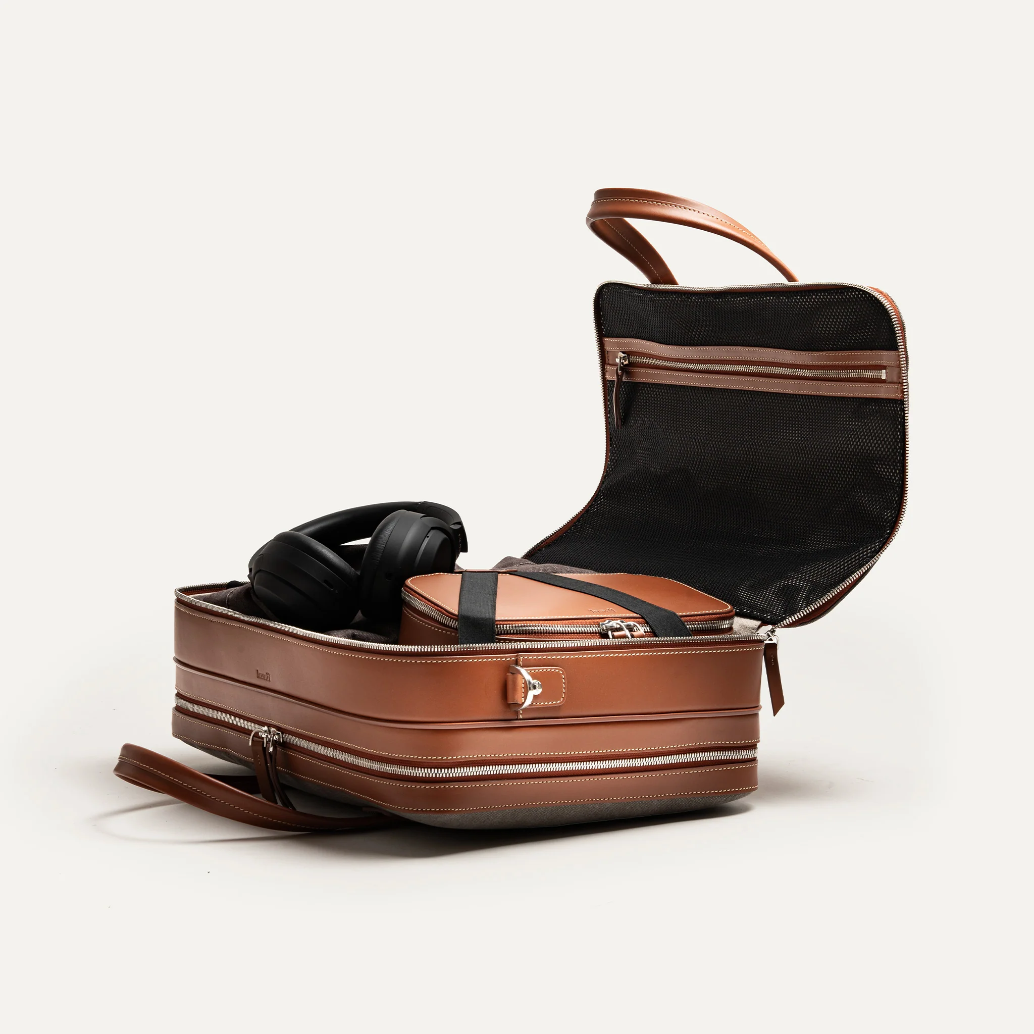 Porte documents 36 hr ~ CONALLY ~ Gris & Cognac - Image 6