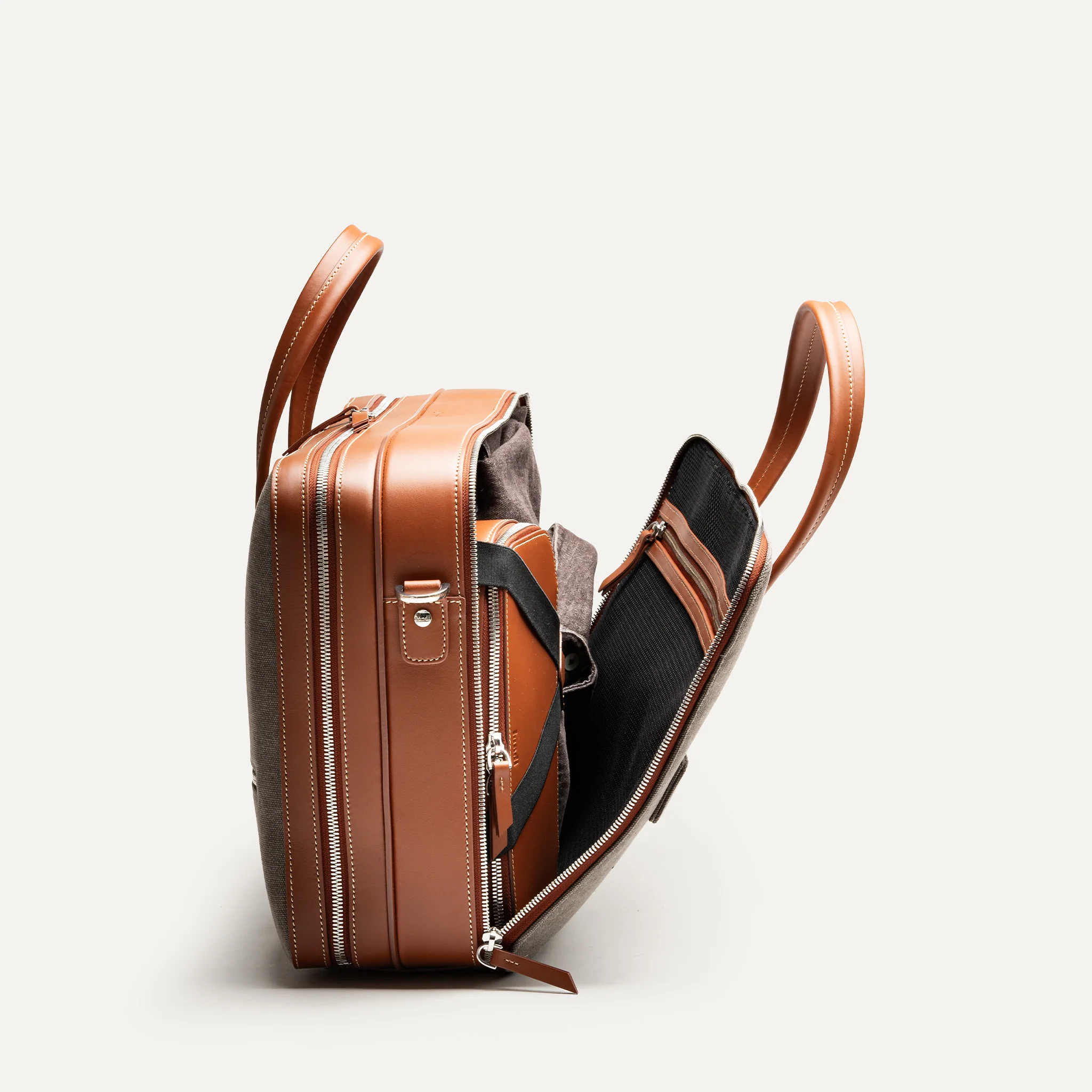 Porte documents 36 hr ~ CONALLY ~ Gris & Cognac - Image 9