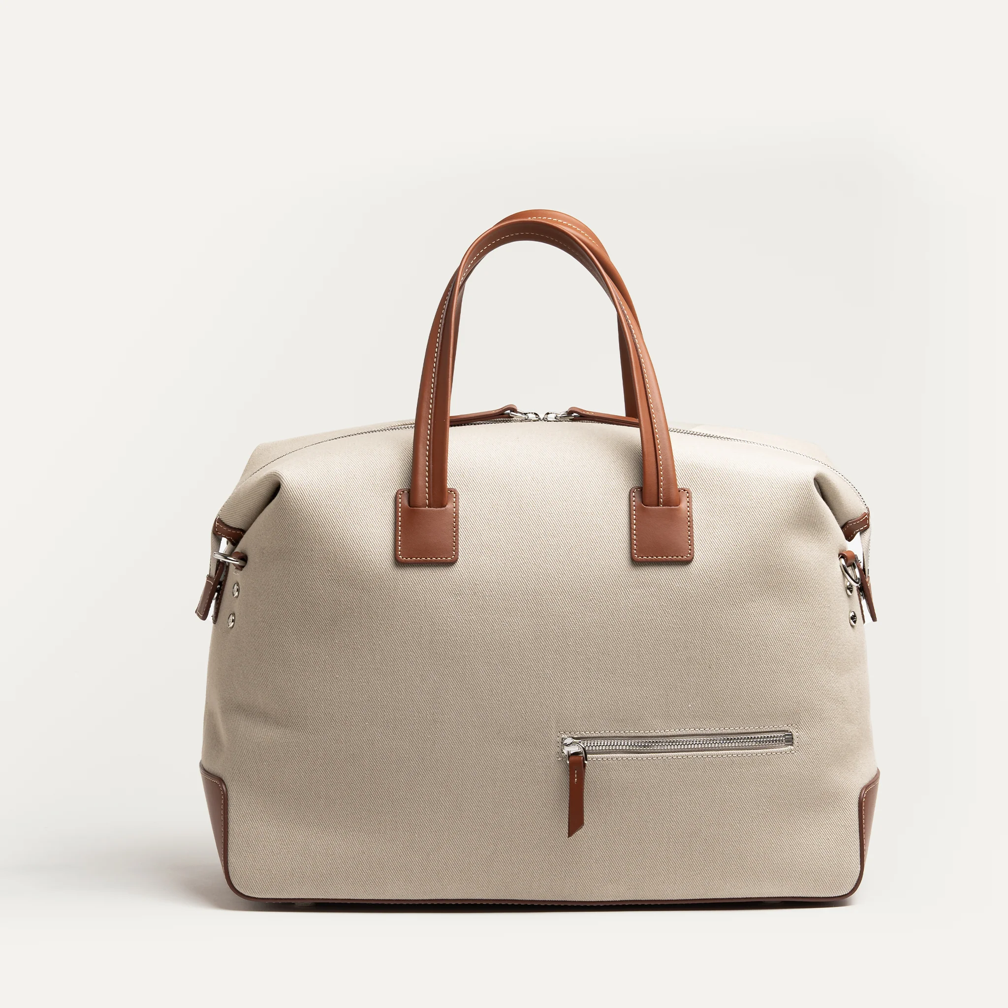 Sac de voyage 48 heures ~ AUGUSTIN ~ Toile beige & cuir cognac - Image 6