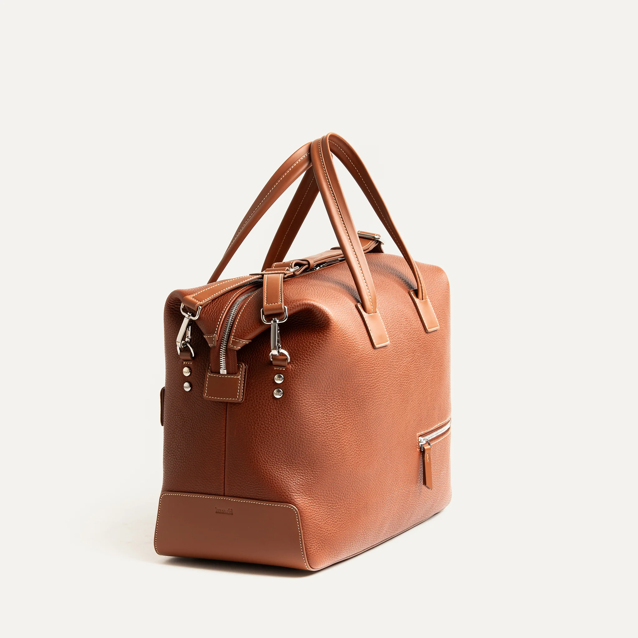 Sac de voyage 48 heures ~ WESLEY~Cuir grainé cognac - Image 10