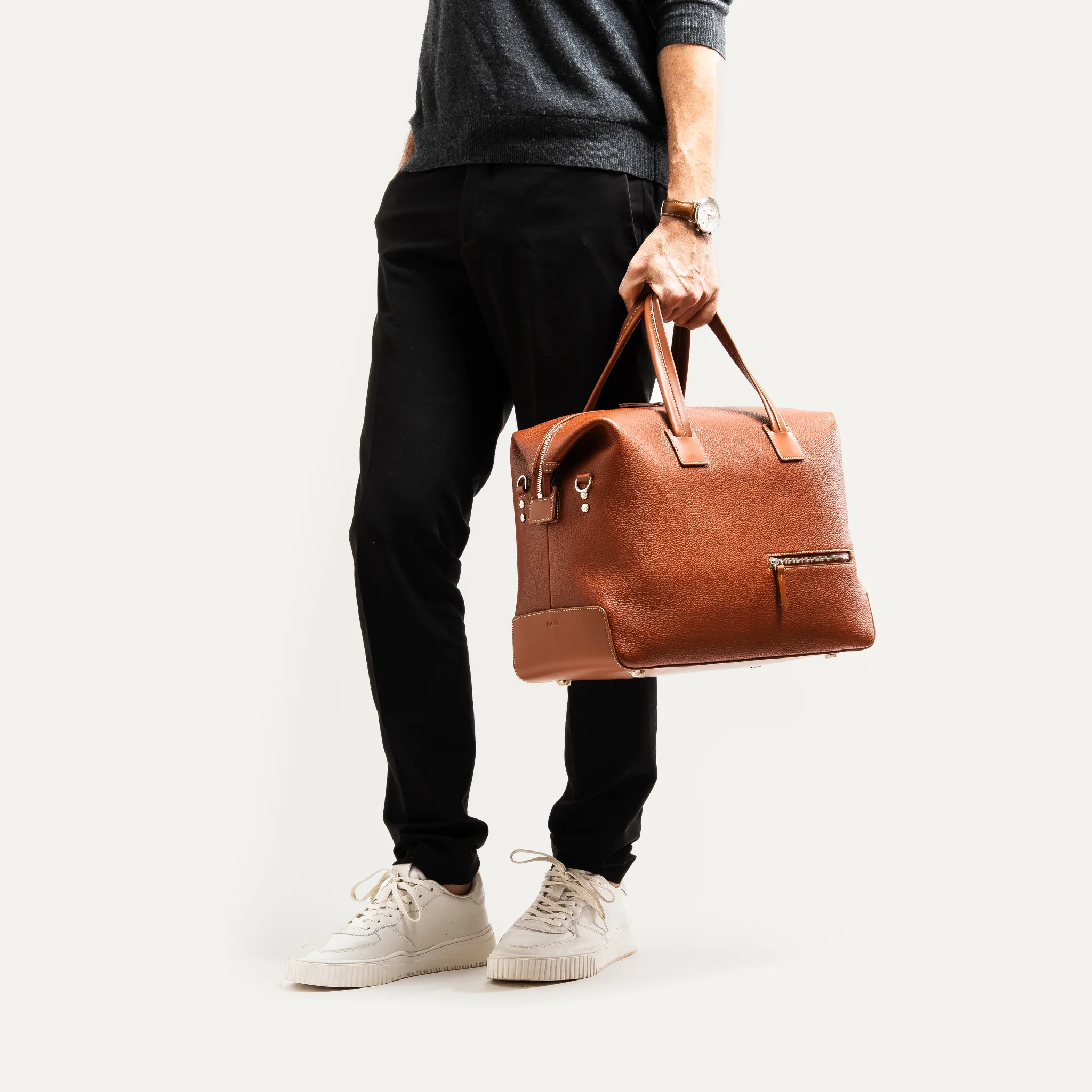 Sac de voyage 48 heures ~ WESLEY~Cuir grainé cognac - Image 13