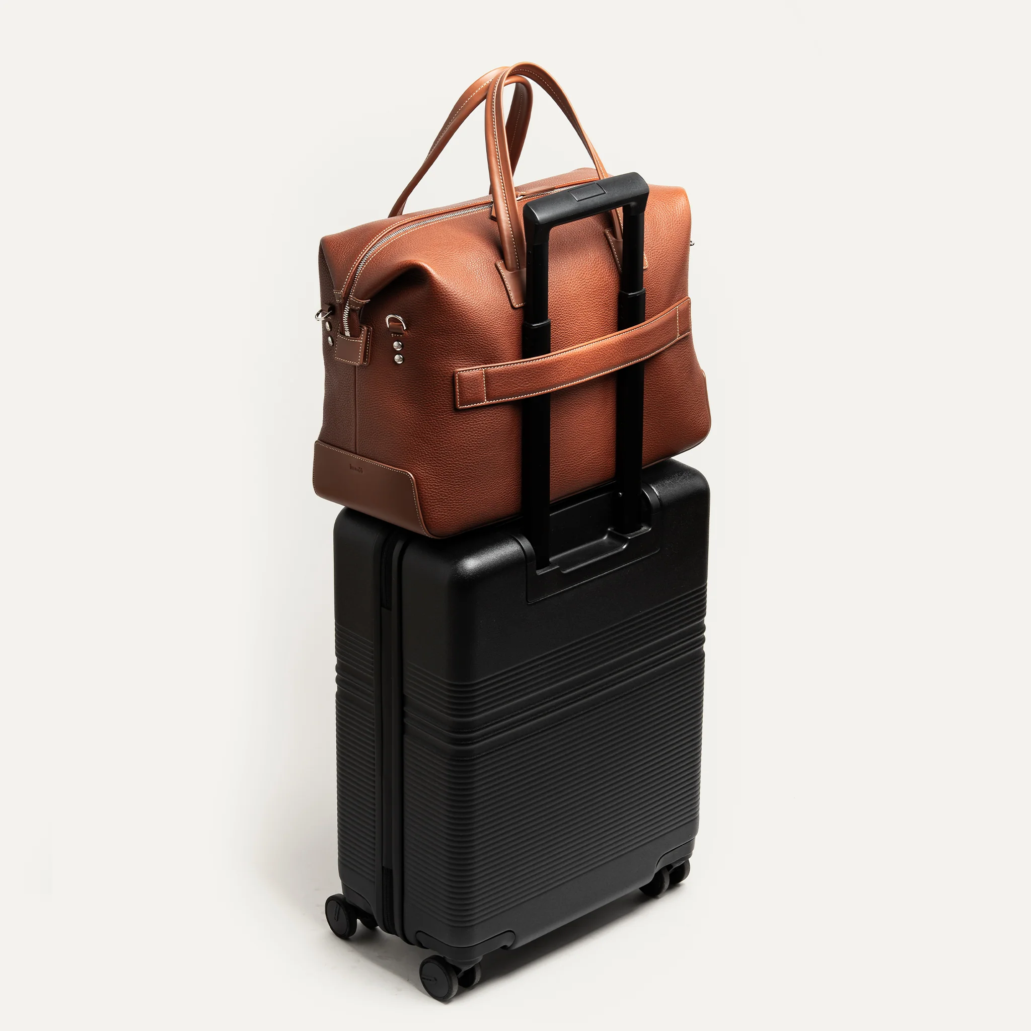 Sac de voyage 48 heures ~ WESLEY~Cuir grainé cognac - Image 3