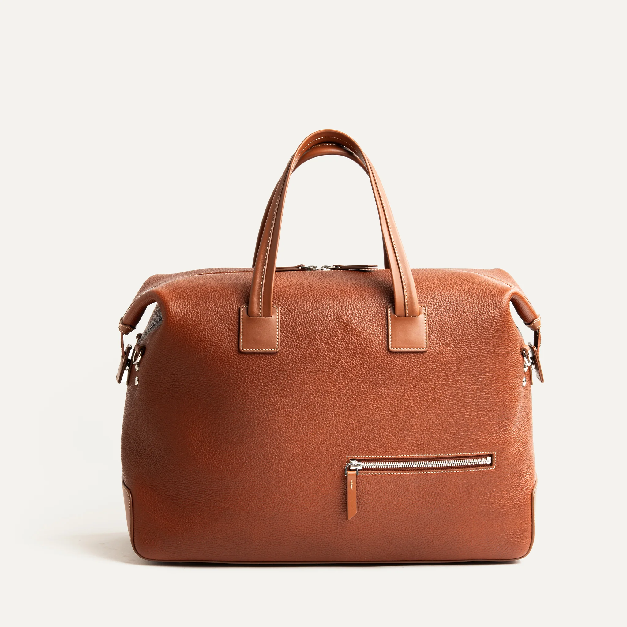 Sac de voyage 48 heures ~ WESLEY~Cuir grainé cognac - Image 5