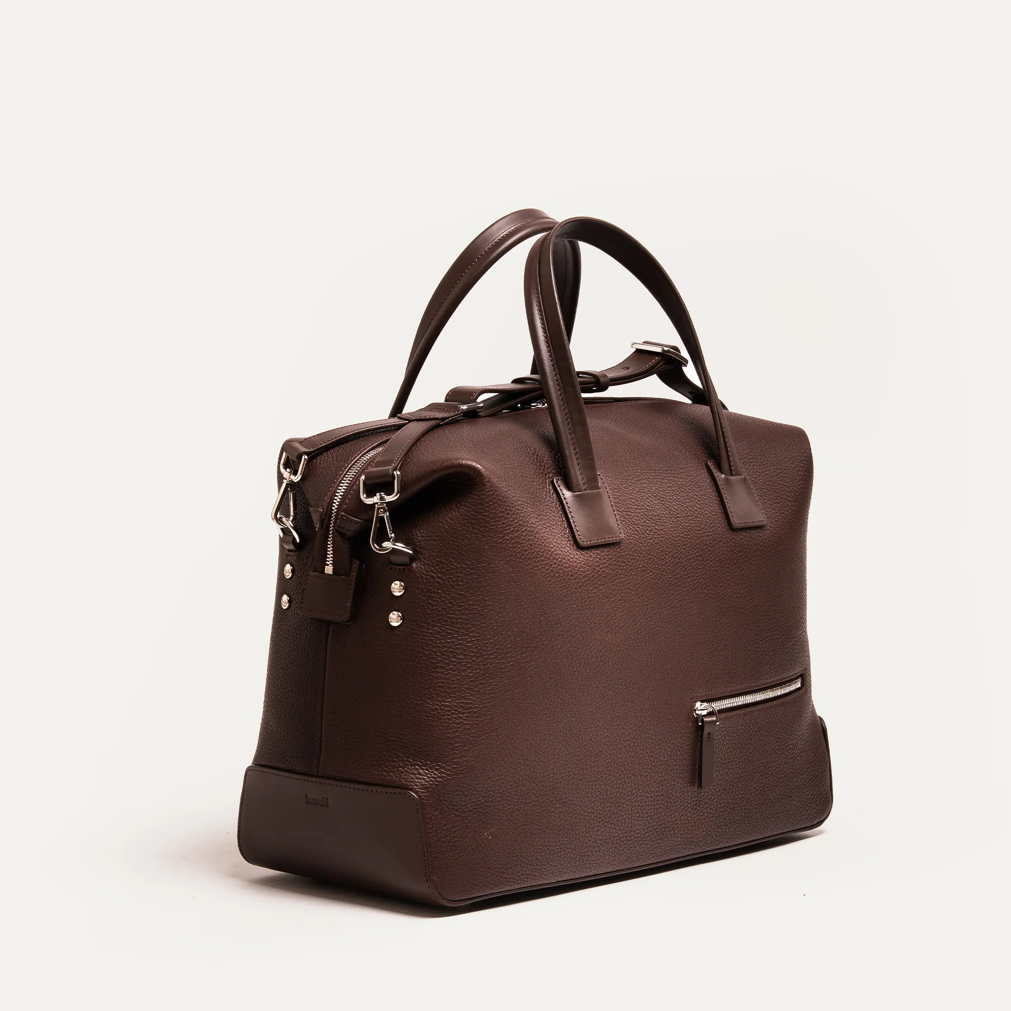 Sac de voyage 48 heures ~ WESLEY~Cuir grainé marron - Image 9