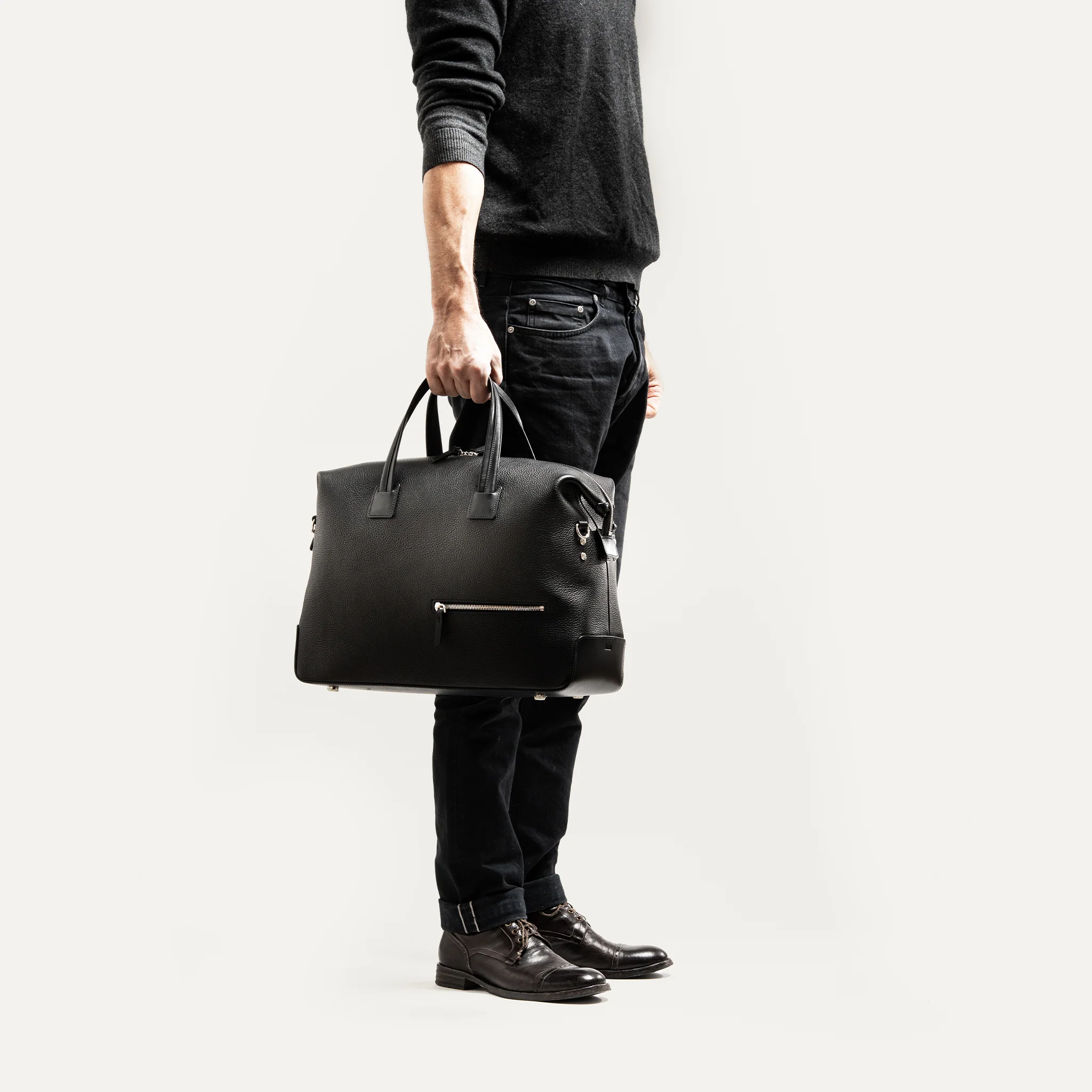 Sac de voyage 48 heures ~ WESLEY~Cuir grainé noir - Image 11