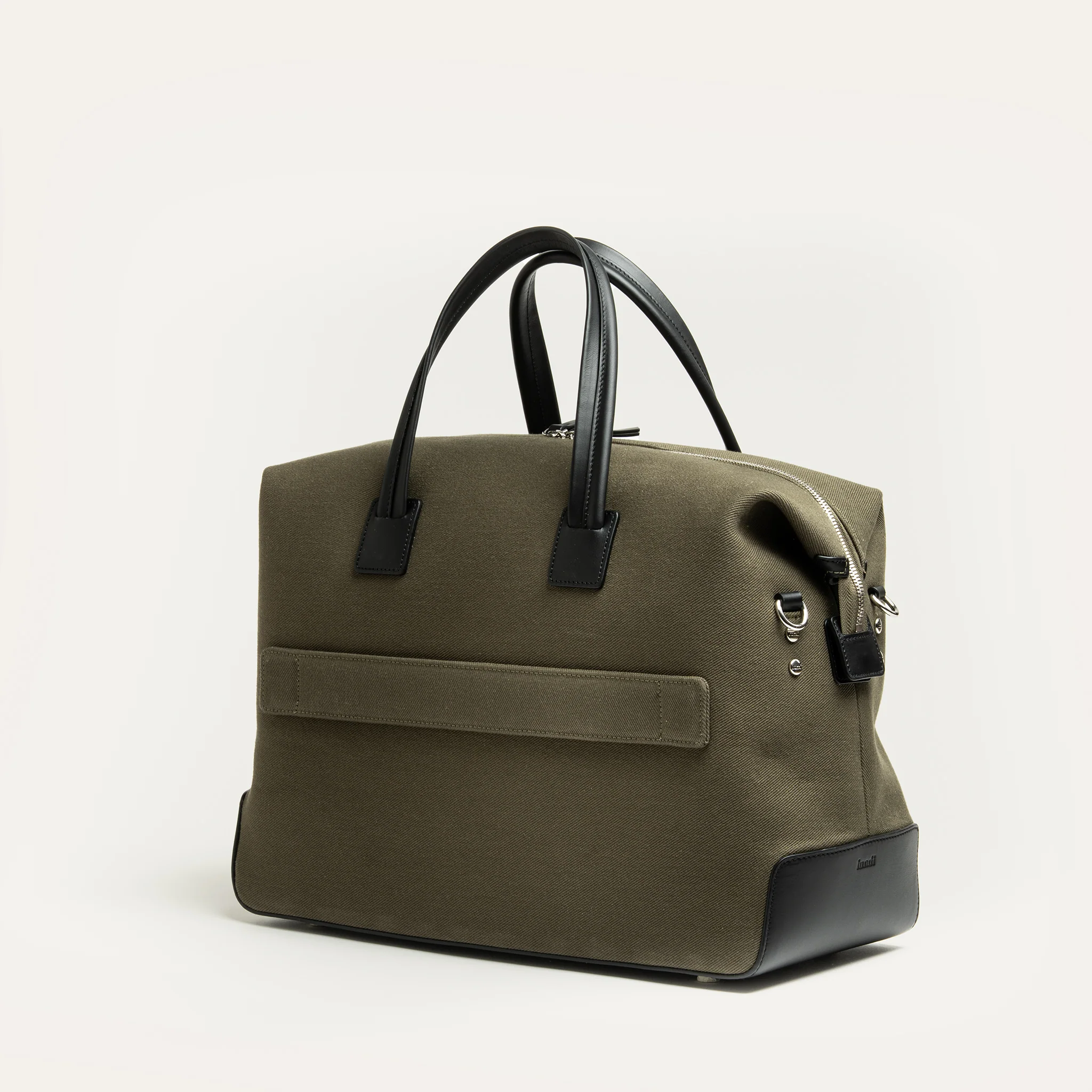 Sac de voyage 48 heures ~ AUGUSTIN ~ Toile kaki & cuir noir - Image 4