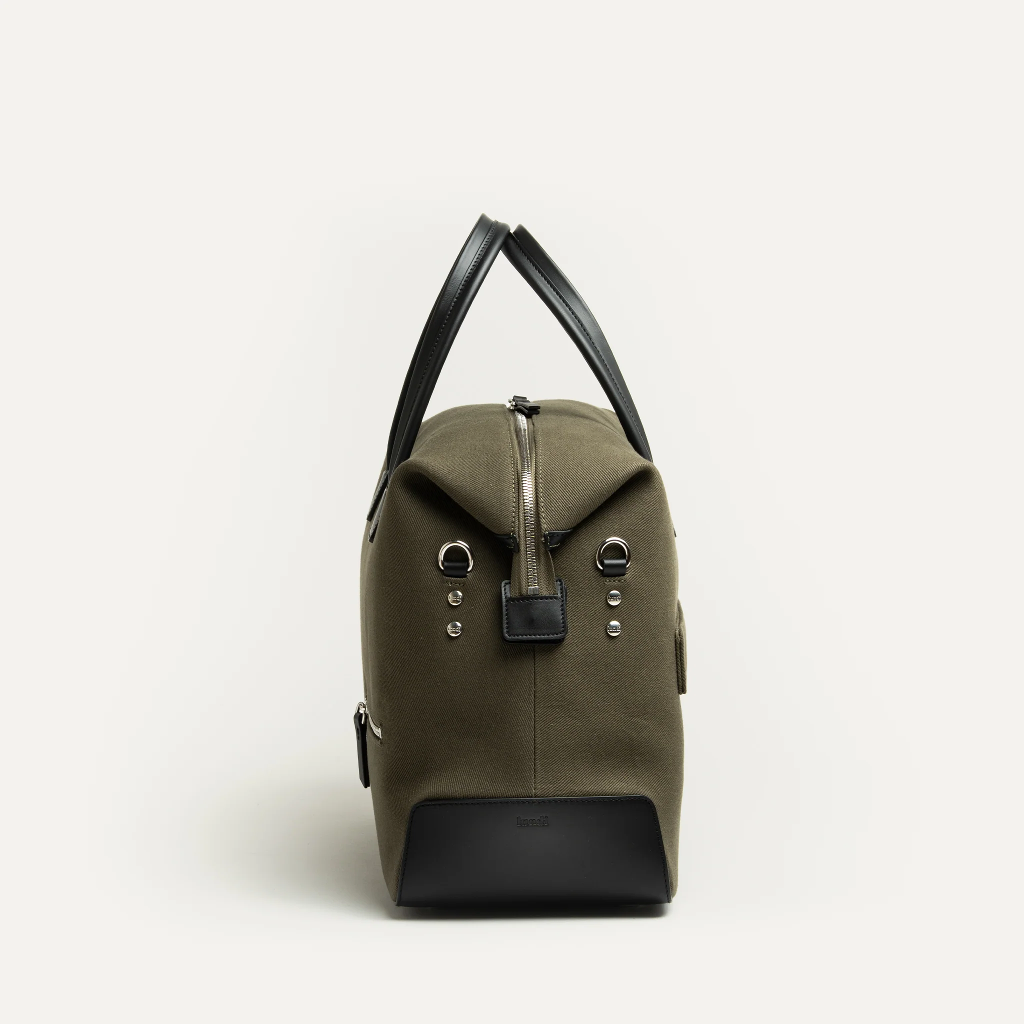 Sac de voyage 48 heures ~ AUGUSTIN ~ Toile kaki & cuir noir - Image 5