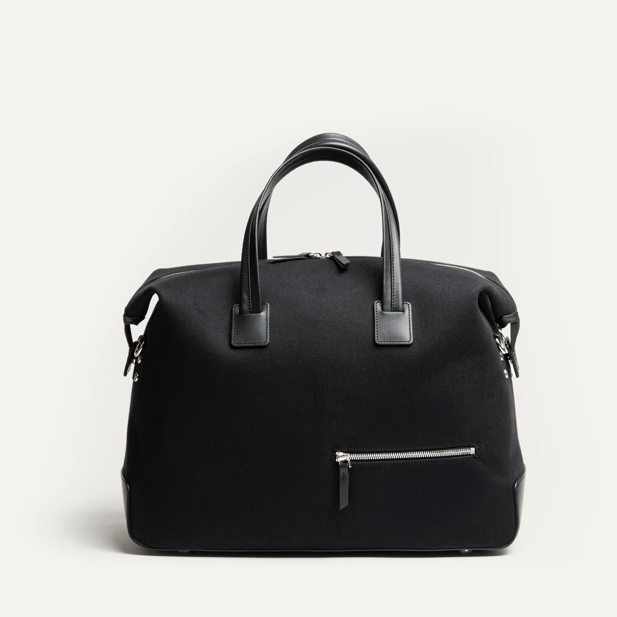 Sac de voyage 48 heures ~ AUGUSTIN ~ Toile noire & cuir noir - Image 9