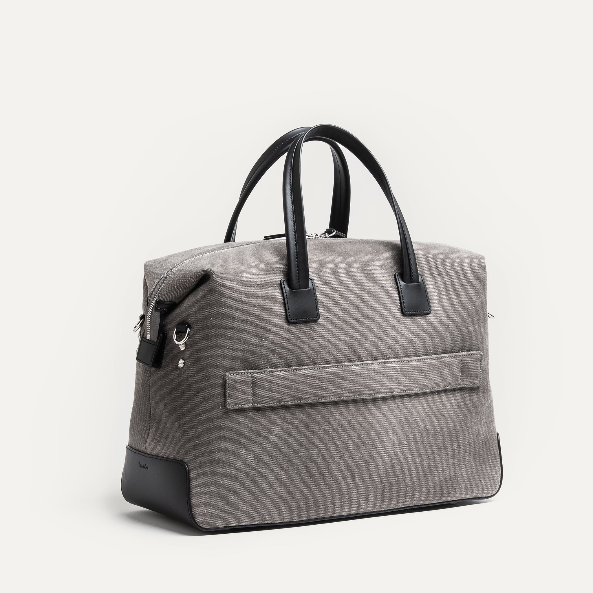 Sac de voyage 48 heures ~ AUGUSTIN ~ Toile grise & cuir noir - Image 10