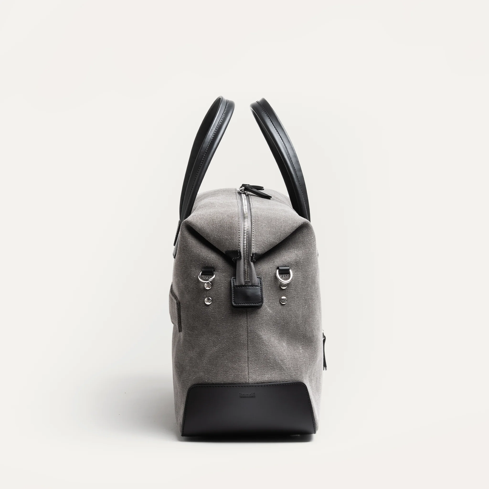 Sac de voyage 48 heures ~ AUGUSTIN ~ Toile grise & cuir noir - Image 11