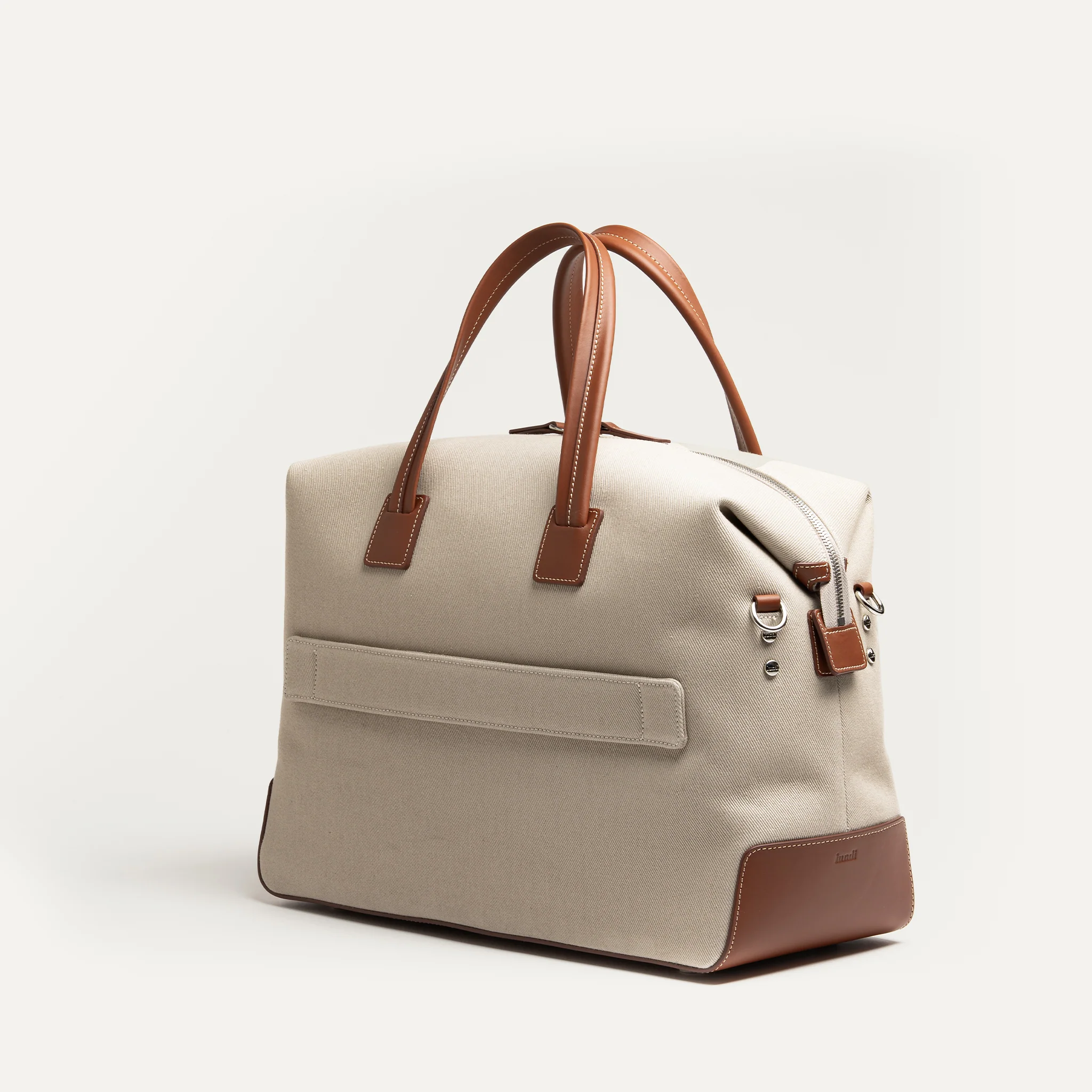 Sac de voyage 48h Femme ~ AUGUSTIN ~ Toile beige & cuir cognac - Image 3