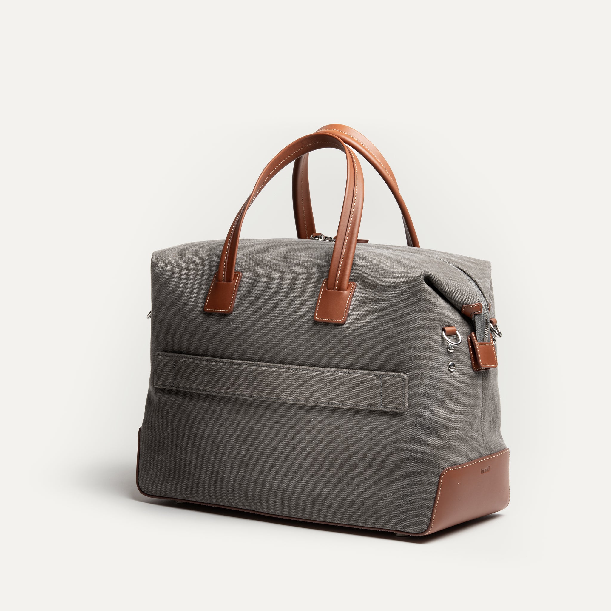 Sac de voyage 48h Femme ~ AUGUSTIN ~ Toile grise & cuir cognac - Image 5