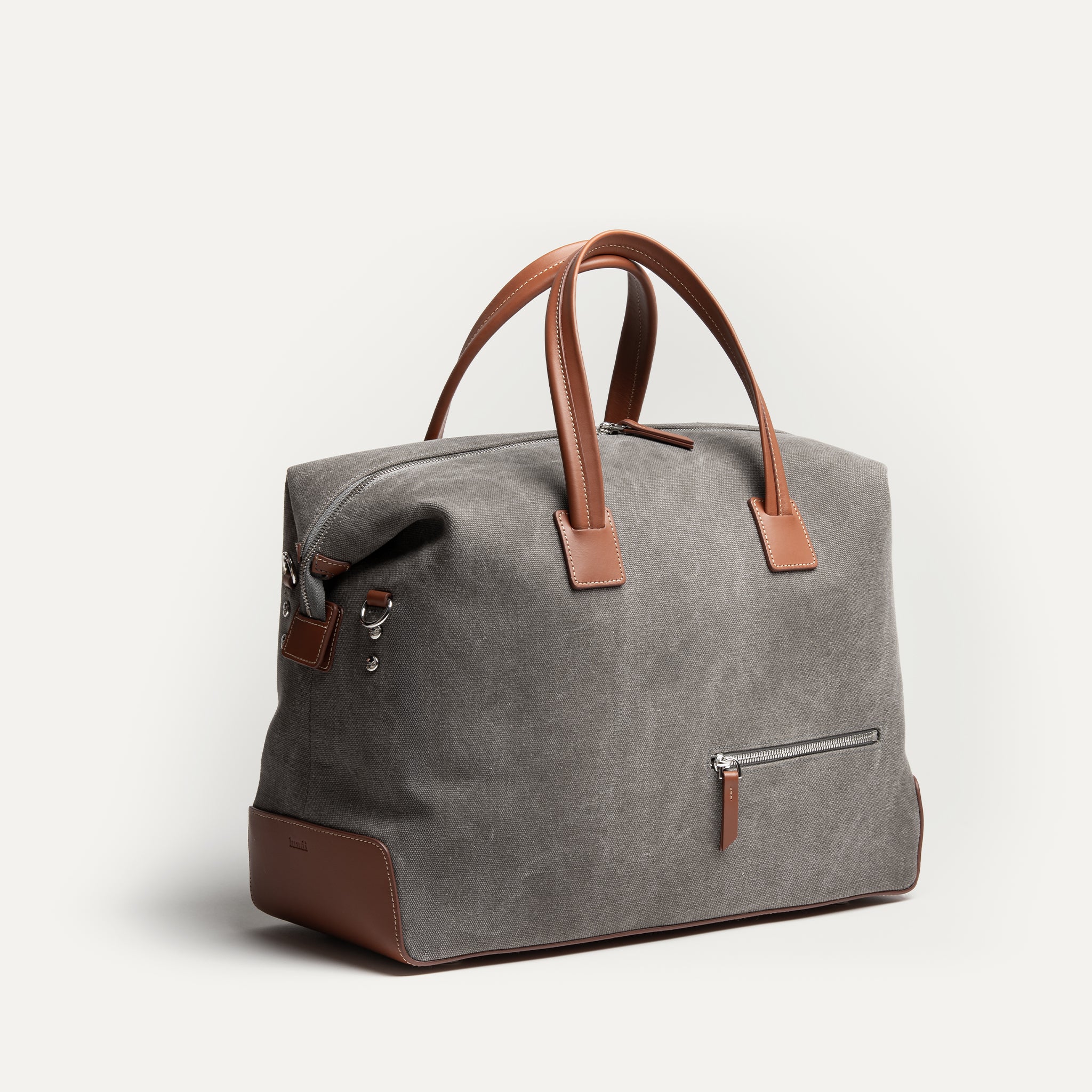 Sac de voyage 48h Femme ~ AUGUSTIN ~ Toile grise & cuir cognac - Image 7