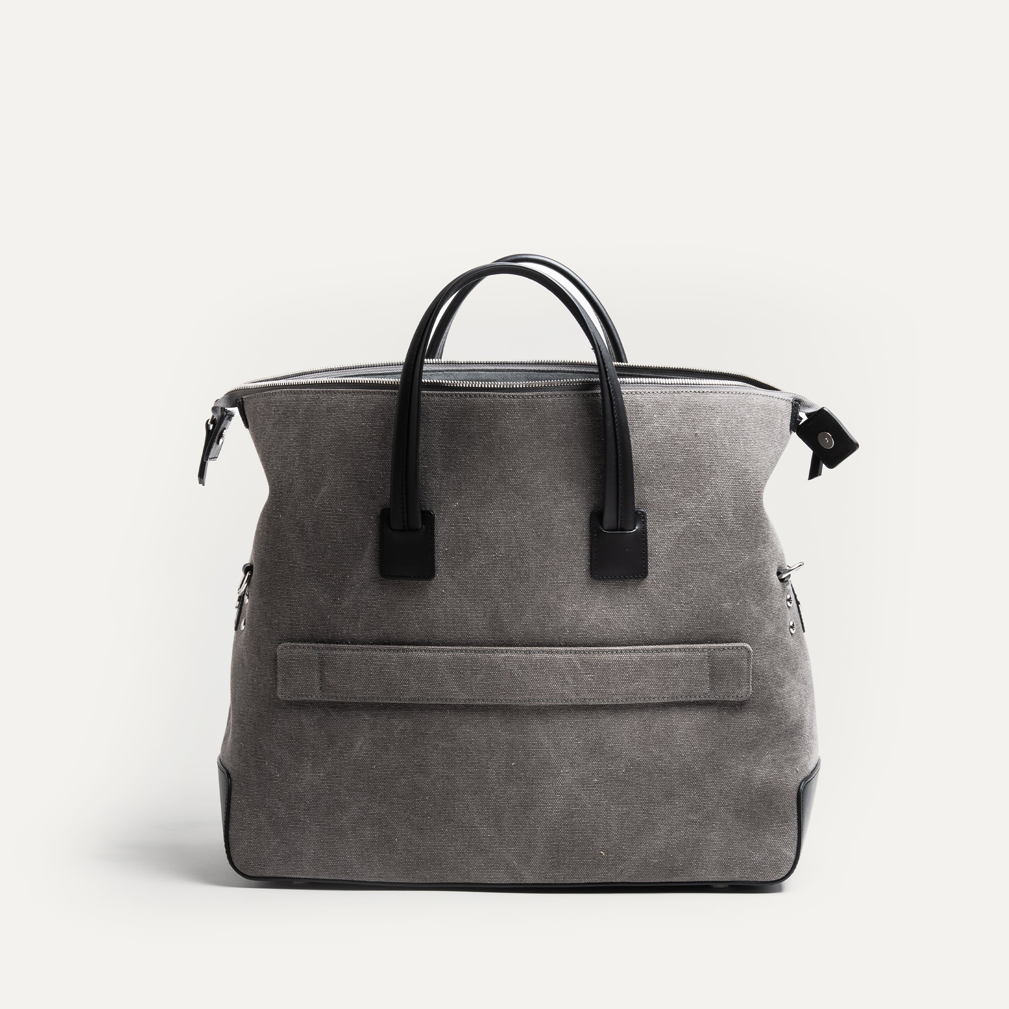 Sac de voyage 48h Femme ~ AUGUSTIN ~ Toile grise & cuir noir - Image 3