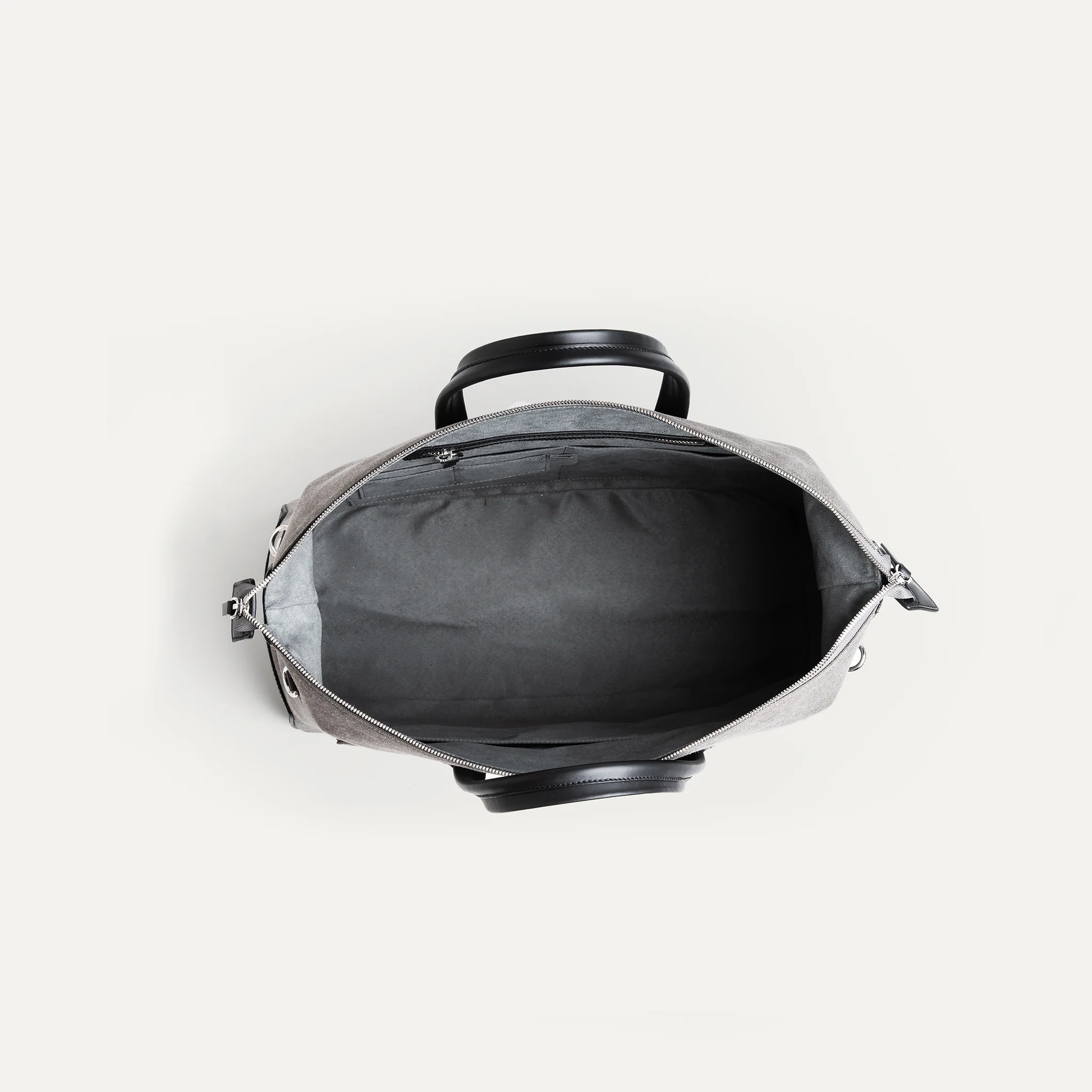 Sac de voyage 48h Femme ~ AUGUSTIN ~ Toile grise & cuir noir - Image 6