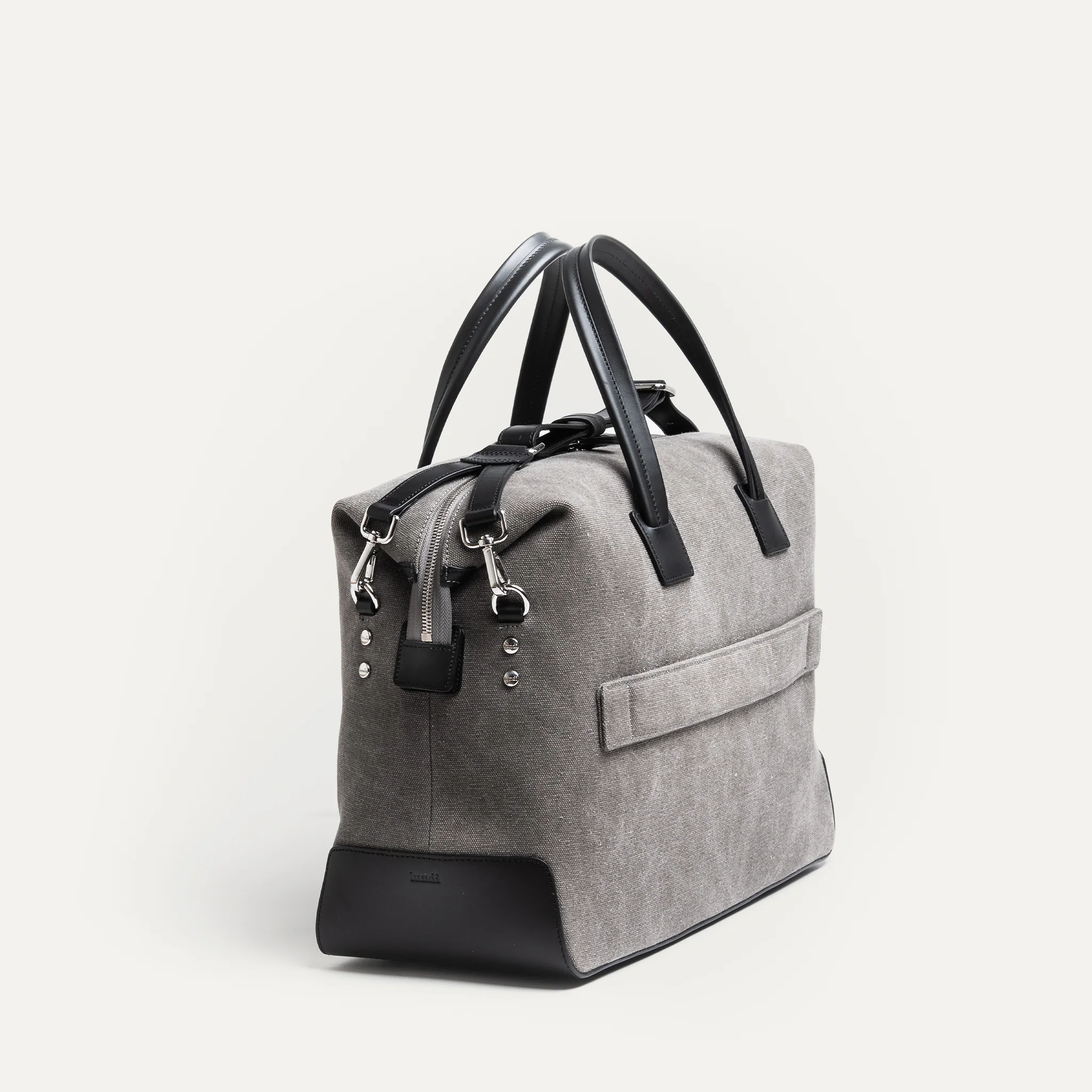 Sac de voyage 48h Femme ~ AUGUSTIN ~ Toile grise & cuir noir - Image 7